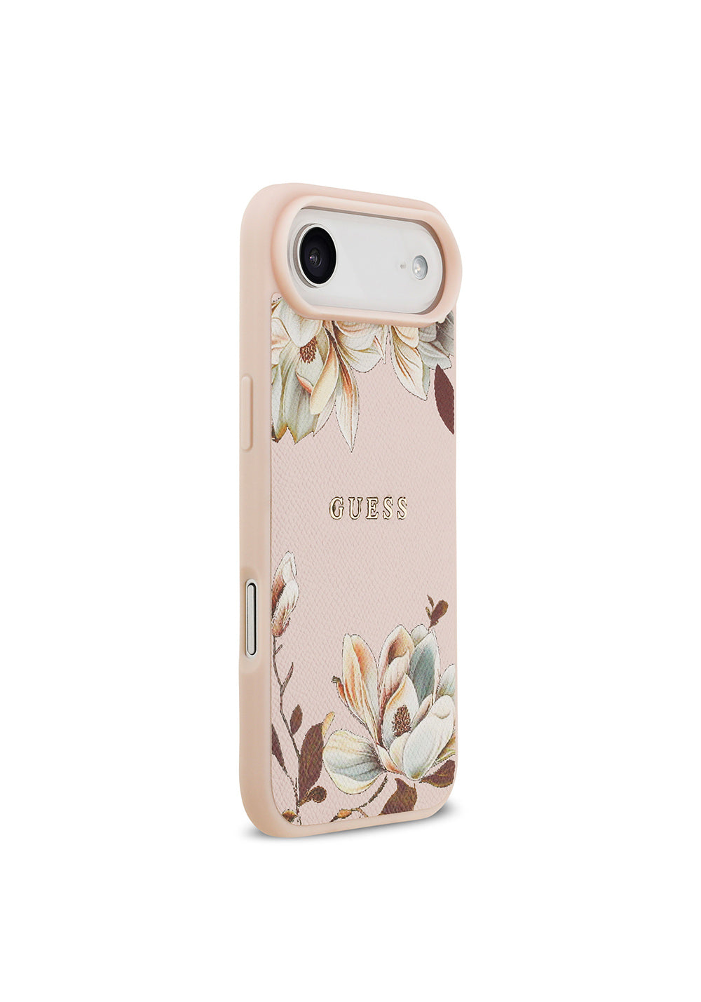 Apple iPhone 17 Air Kılıf Guess Orijinal Lisanslı Manyetik Şarj Uyumlu Taneli Çiçek Tasarımlı Metal Yazı Logolu Kapak