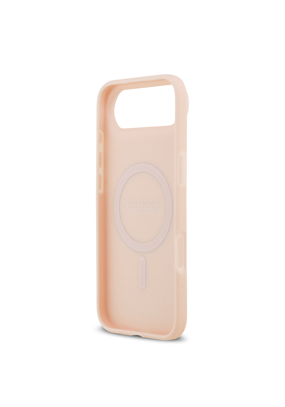 Apple iPhone 17 Air Kılıf Guess Orijinal Lisanslı Manyetik Şarj Uyumlu Taneli Çiçek Tasarımlı Metal Yazı Logolu Kapak