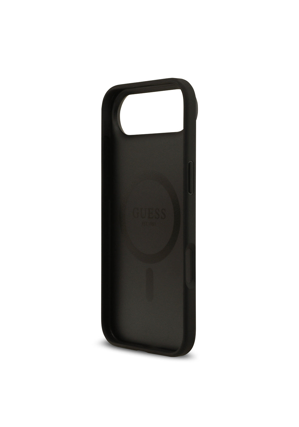 Apple iPhone 17 Air Kılıf Guess Orijinal Lisanslı Manyetik Şarj Uyumlu Taneli Çiçek Tasarımlı Metal Yazı Logolu Kapak