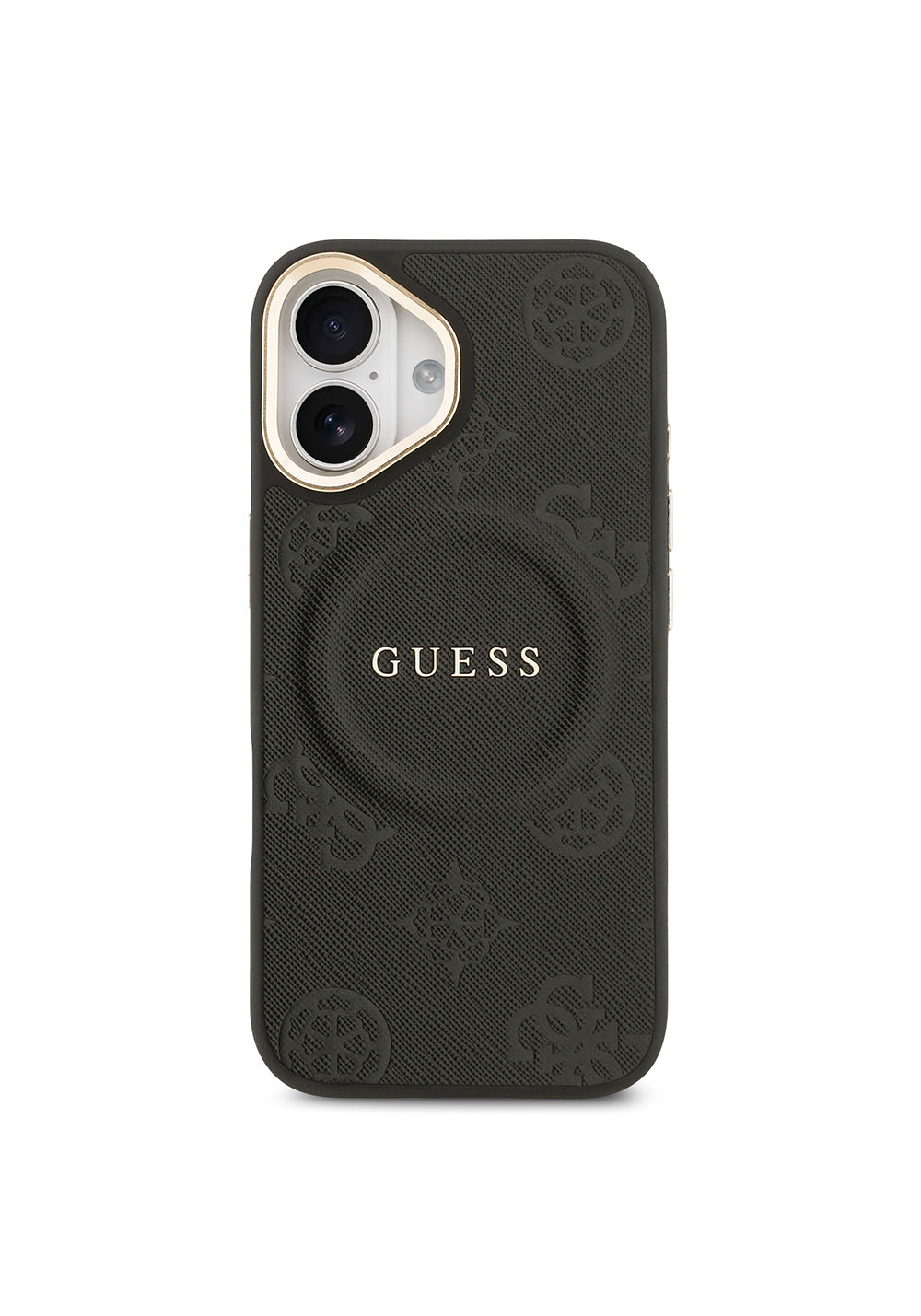 Apple iPhone 17 Kılıf Guess Orijinal Lisanslı Manyetik Şarj Uyumlu Sıcak Baskılı Yazı Logolu PU Deri Peony Kapak