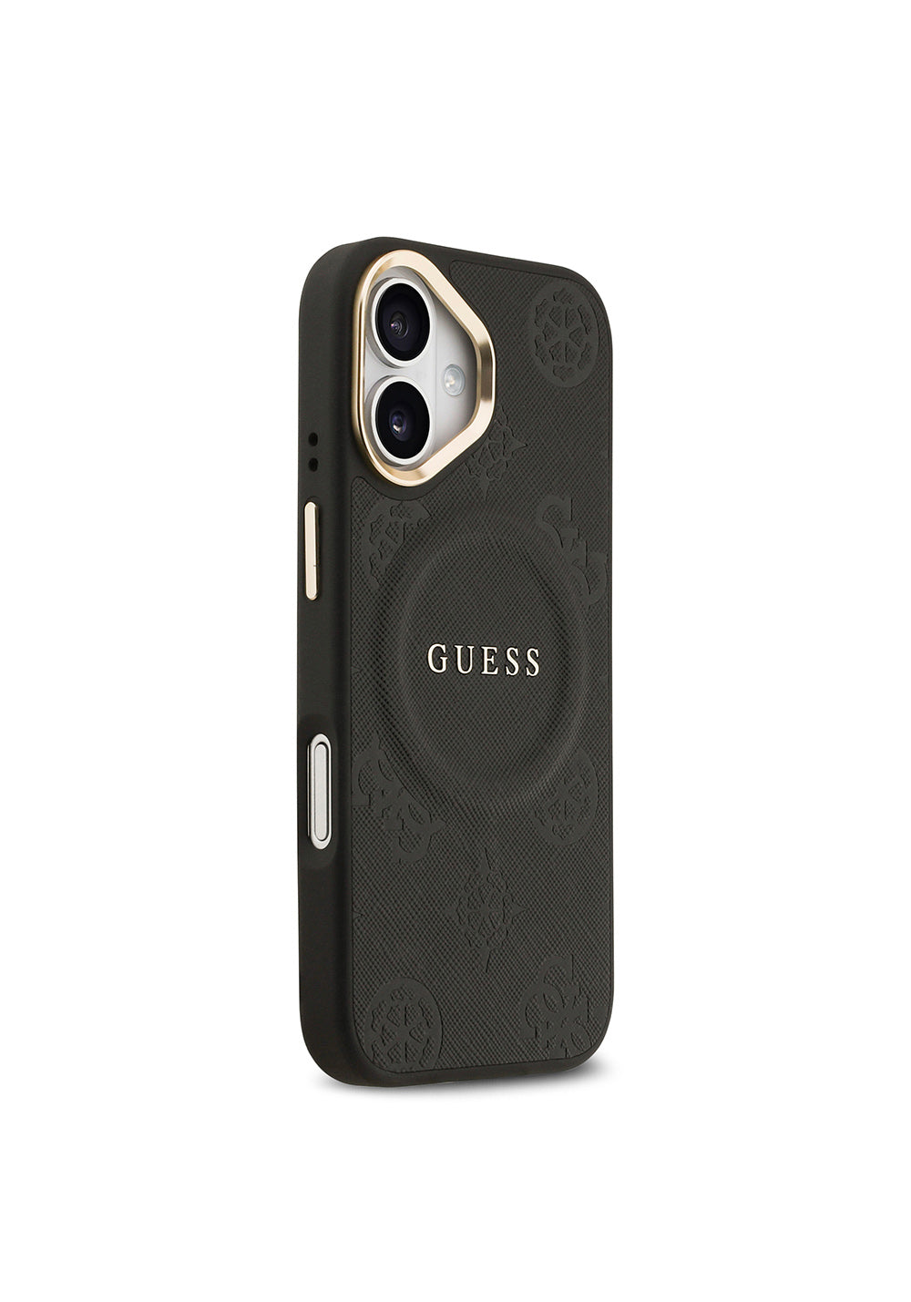 Apple iPhone 17 Kılıf Guess Orijinal Lisanslı Manyetik Şarj Uyumlu Sıcak Baskılı Yazı Logolu PU Deri Peony Kapak