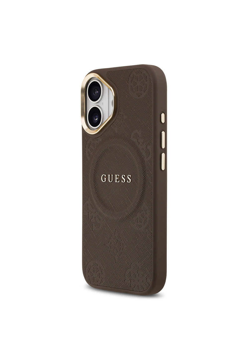 Apple iPhone 17 Kılıf Guess Orijinal Lisanslı Manyetik Şarj Uyumlu Sıcak Baskılı Yazı Logolu PU Deri Peony Kapak
