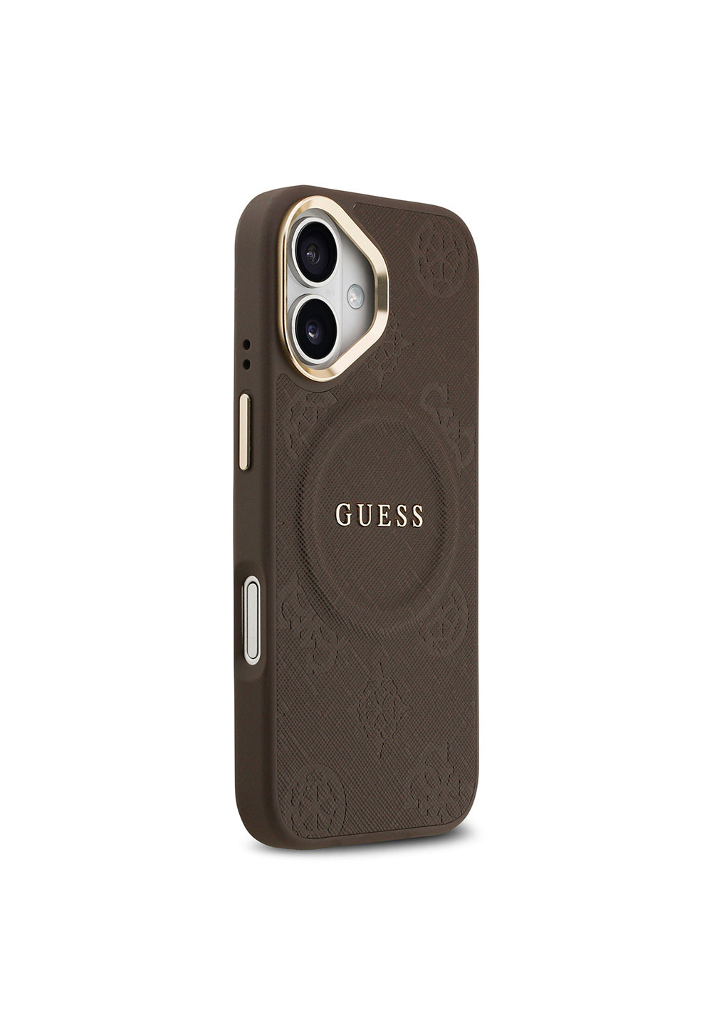 Apple iPhone 17 Kılıf Guess Orijinal Lisanslı Manyetik Şarj Uyumlu Sıcak Baskılı Yazı Logolu PU Deri Peony Kapak
