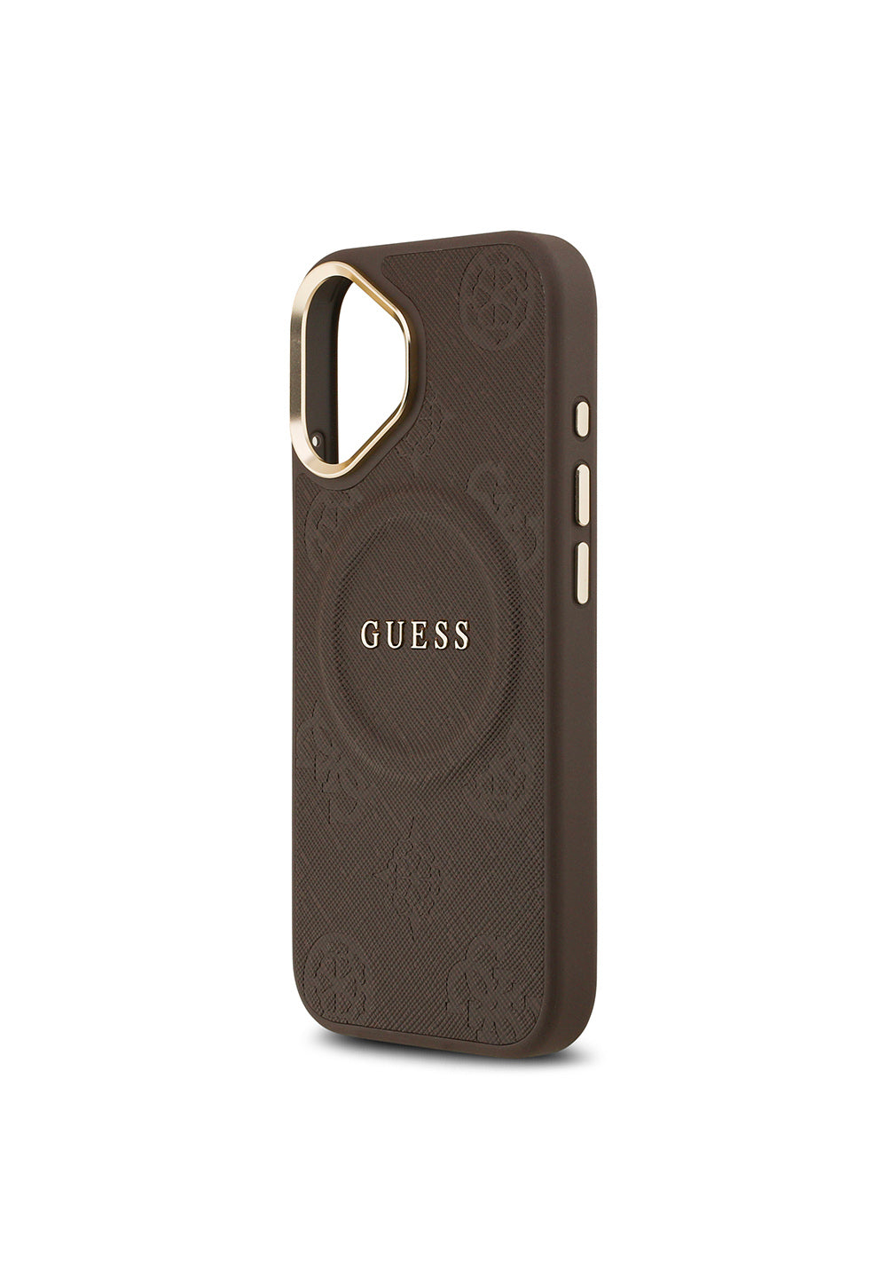 Apple iPhone 17 Kılıf Guess Orijinal Lisanslı Manyetik Şarj Uyumlu Sıcak Baskılı Yazı Logolu PU Deri Peony Kapak