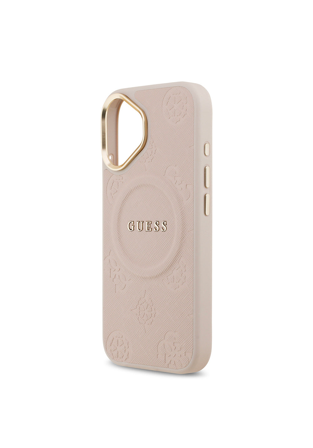 Apple iPhone 17 Kılıf Guess Orijinal Lisanslı Manyetik Şarj Uyumlu Sıcak Baskılı Yazı Logolu PU Deri Peony Kapak
