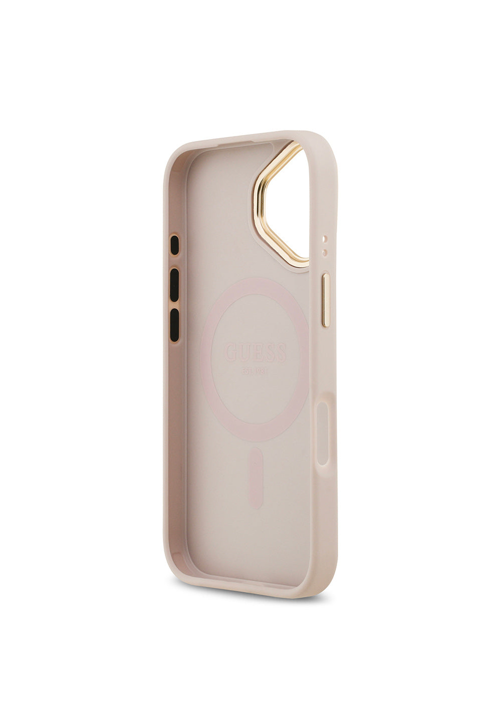 Apple iPhone 17 Kılıf Guess Orijinal Lisanslı Manyetik Şarj Uyumlu Sıcak Baskılı Yazı Logolu PU Deri Peony Kapak