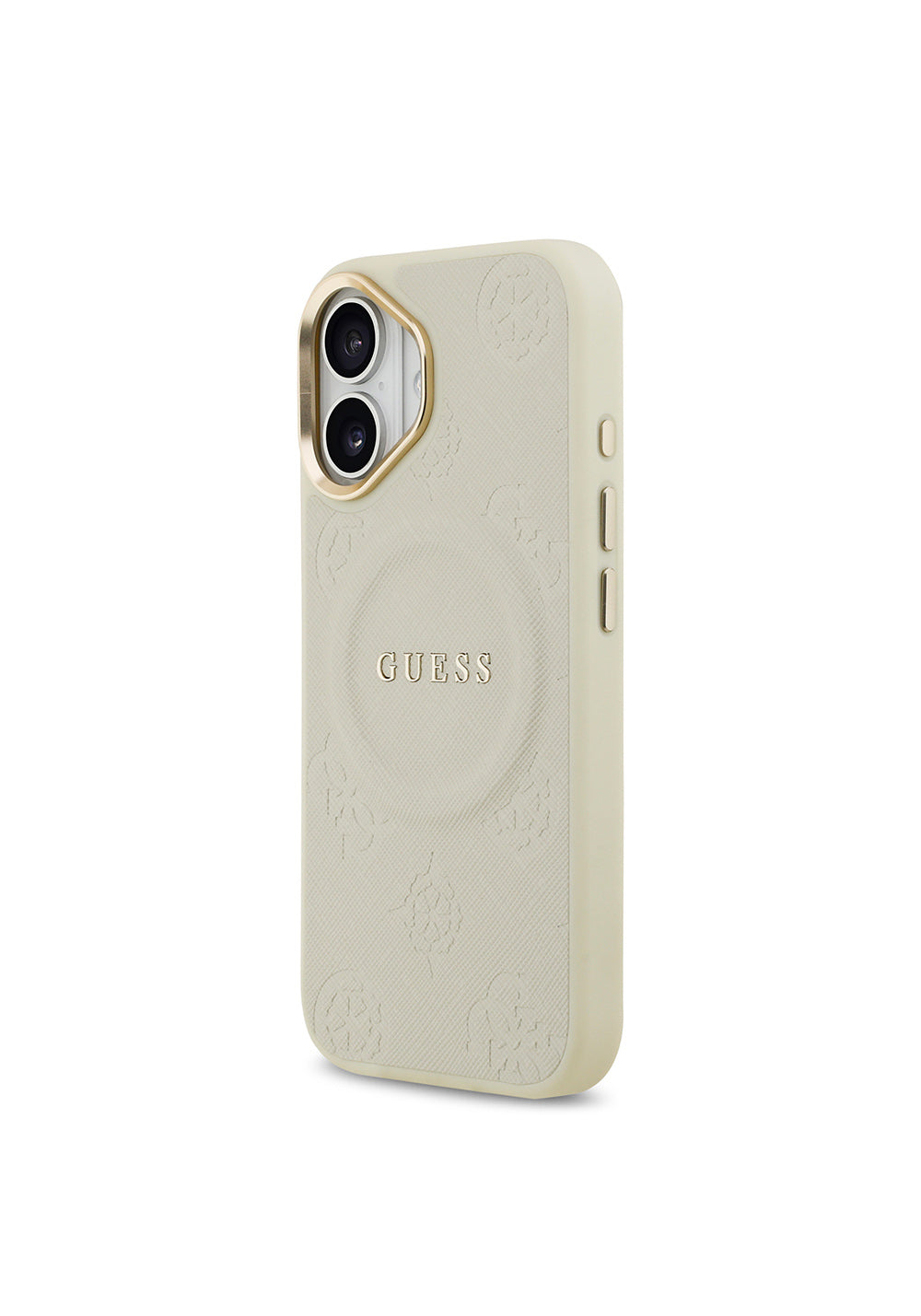 Apple iPhone 17 Kılıf Guess Orijinal Lisanslı Manyetik Şarj Uyumlu Sıcak Baskılı Yazı Logolu PU Deri Peony Kapak