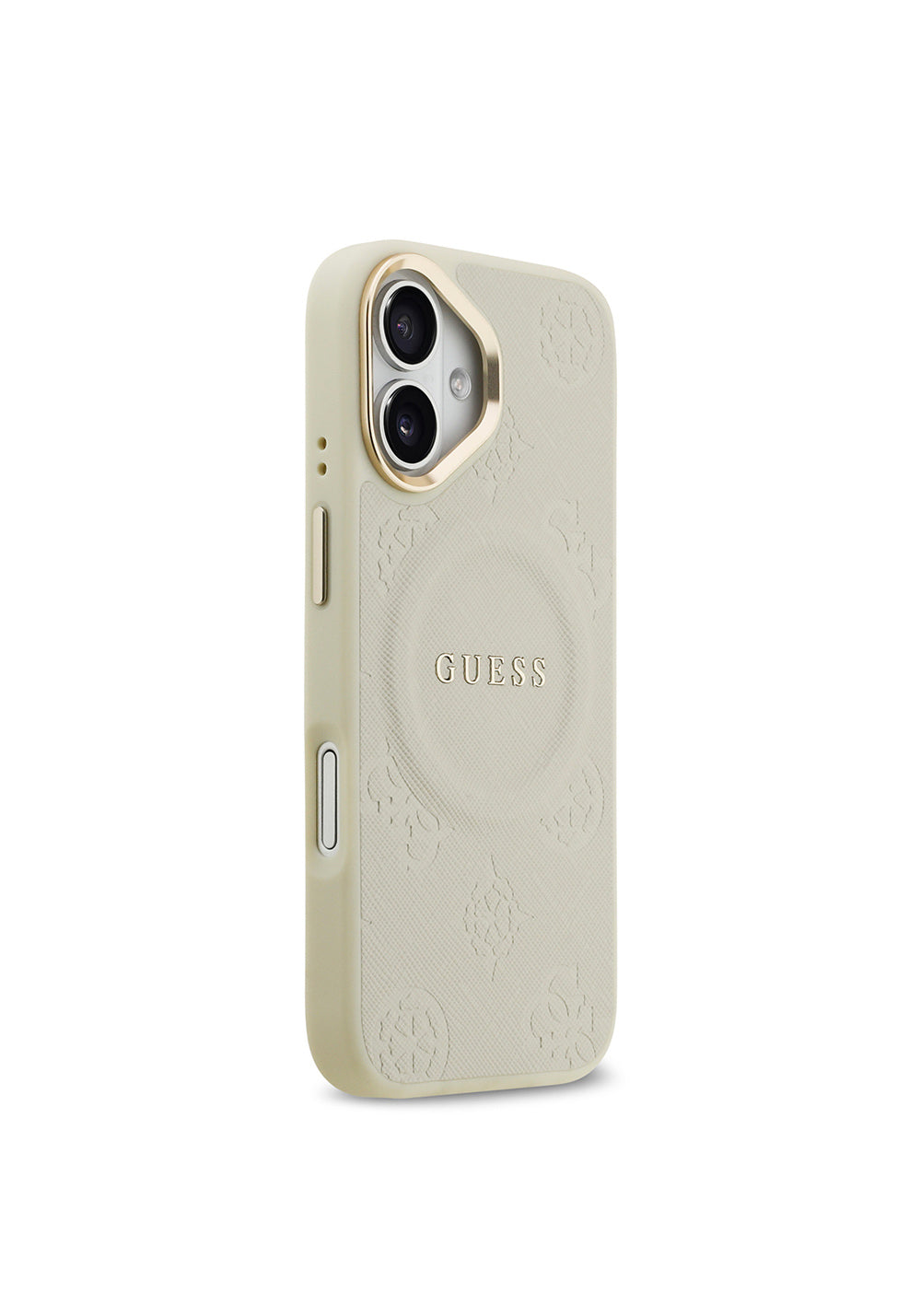 Apple iPhone 17 Kılıf Guess Orijinal Lisanslı Manyetik Şarj Uyumlu Sıcak Baskılı Yazı Logolu PU Deri Peony Kapak