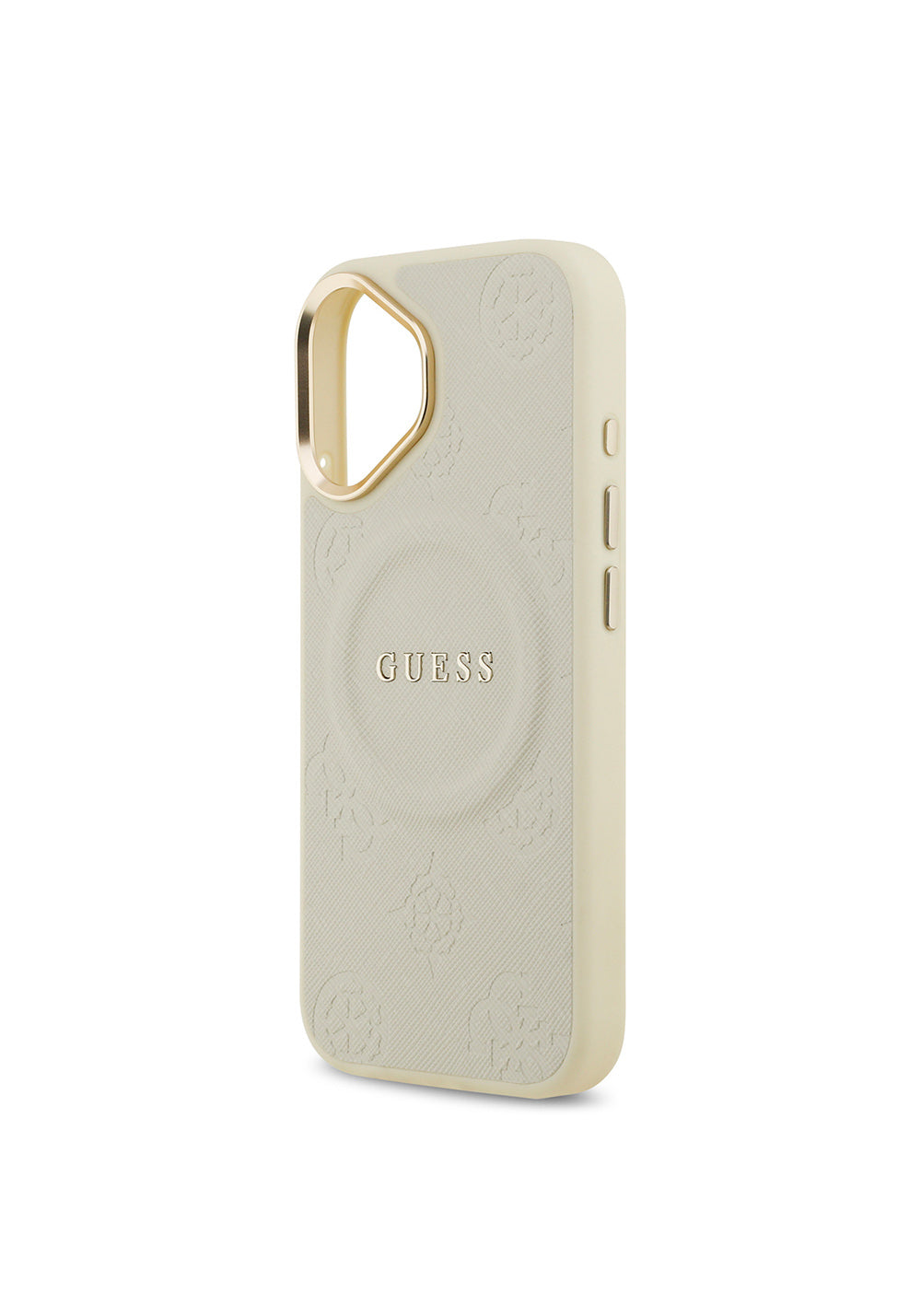 Apple iPhone 17 Kılıf Guess Orijinal Lisanslı Manyetik Şarj Uyumlu Sıcak Baskılı Yazı Logolu PU Deri Peony Kapak