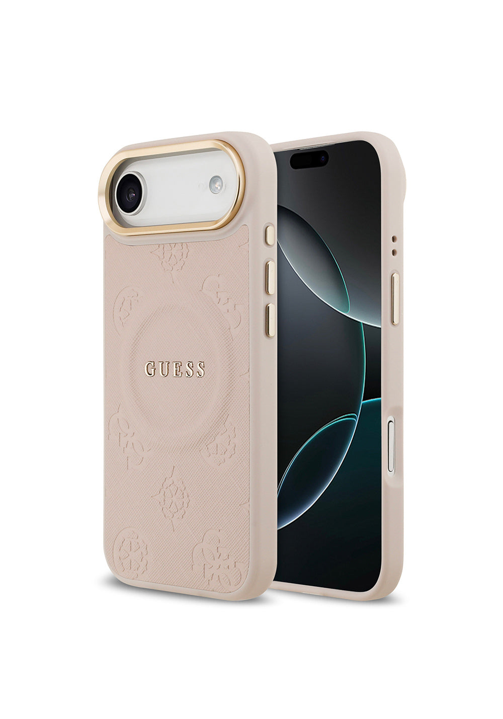 Apple iPhone 17 Air Kılıf Guess Orijinal Lisanslı Manyetik Şarj Uyumlu Sıcak Baskılı Yazı Logolu PU Deri Peony Kapak
