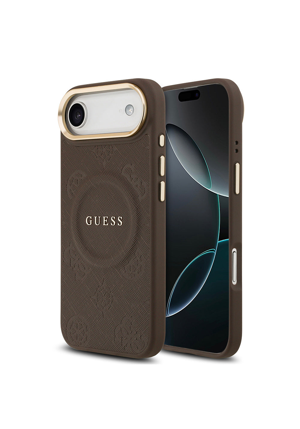 Apple iPhone 17 Air Kılıf Guess Orijinal Lisanslı Manyetik Şarj Uyumlu Sıcak Baskılı Yazı Logolu PU Deri Peony Kapak
