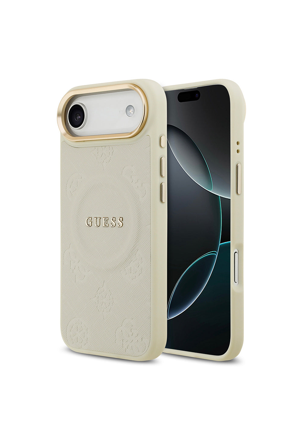 Apple iPhone 17 Air Kılıf Guess Orijinal Lisanslı Manyetik Şarj Uyumlu Sıcak Baskılı Yazı Logolu PU Deri Peony Kapak