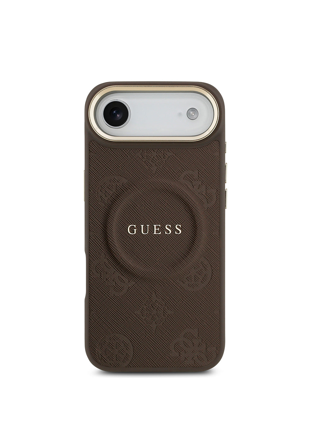 Apple iPhone 17 Air Kılıf Guess Orijinal Lisanslı Manyetik Şarj Uyumlu Sıcak Baskılı Yazı Logolu PU Deri Peony Kapak