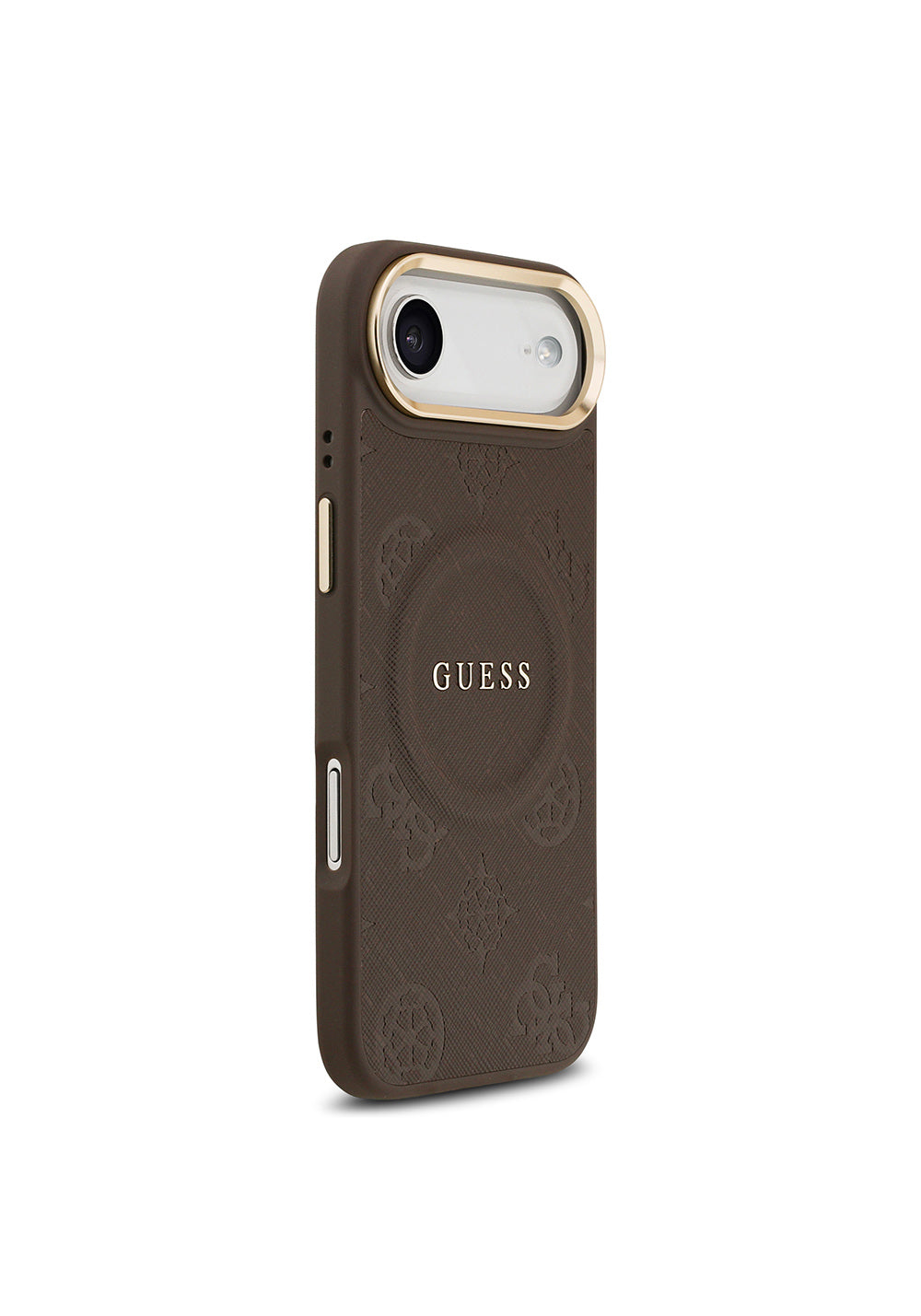 Apple iPhone 17 Air Kılıf Guess Orijinal Lisanslı Manyetik Şarj Uyumlu Sıcak Baskılı Yazı Logolu PU Deri Peony Kapak