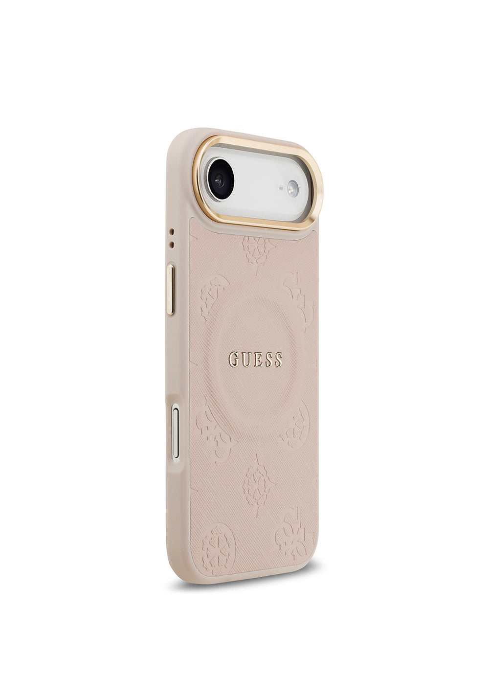 Apple iPhone 17 Air Kılıf Guess Orijinal Lisanslı Manyetik Şarj Uyumlu Sıcak Baskılı Yazı Logolu PU Deri Peony Kapak