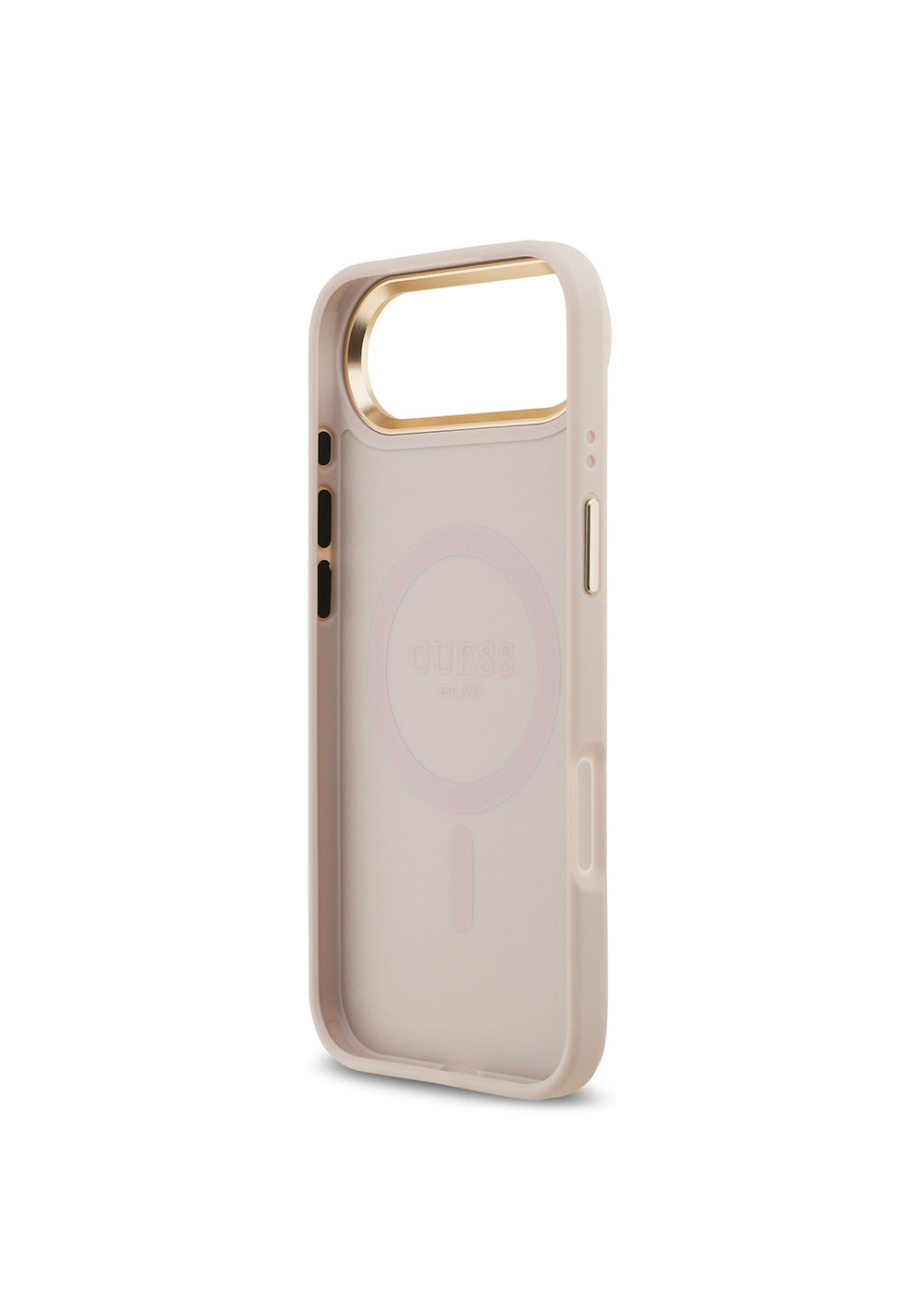 Apple iPhone 17 Air Kılıf Guess Orijinal Lisanslı Manyetik Şarj Uyumlu Sıcak Baskılı Yazı Logolu PU Deri Peony Kapak