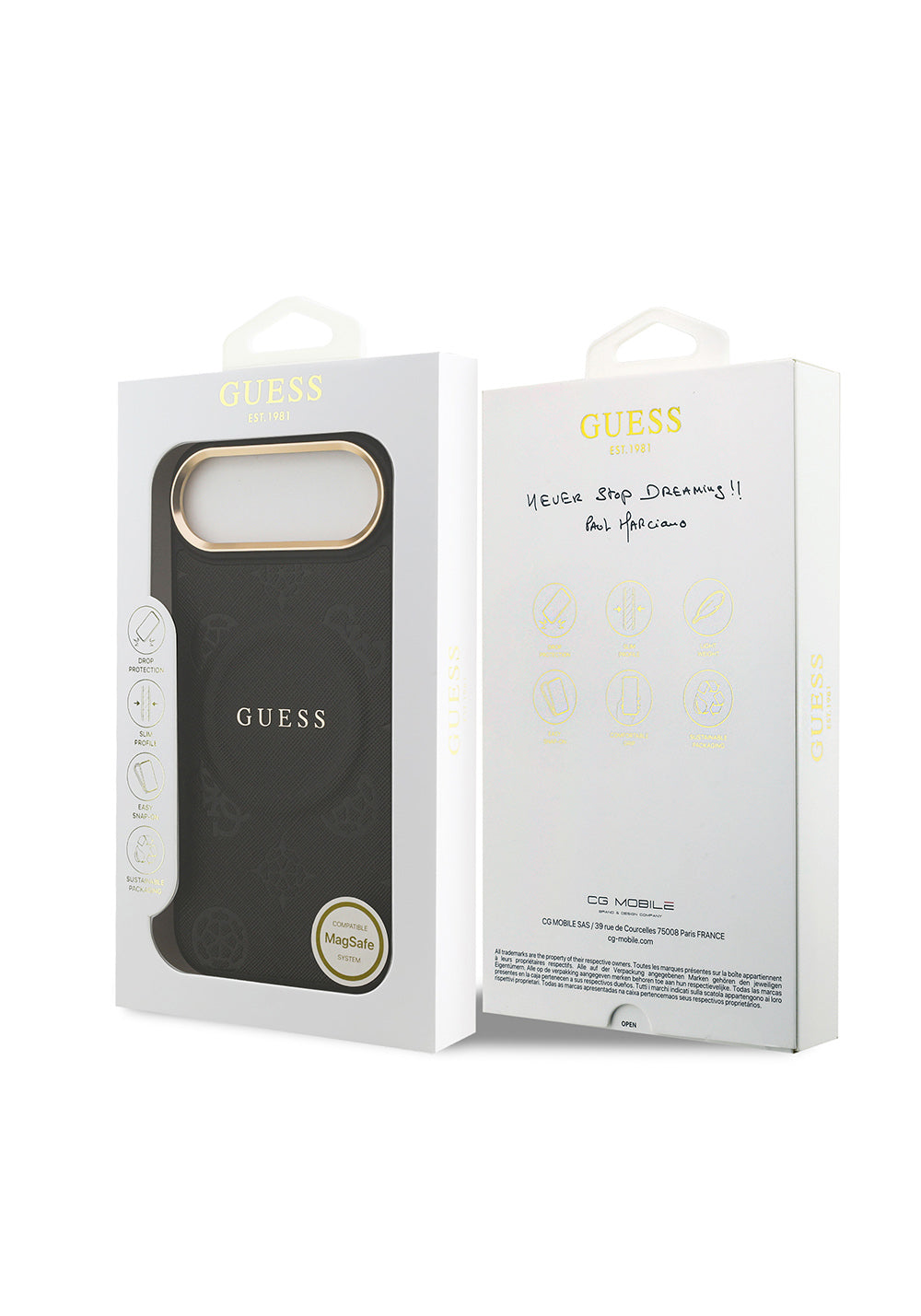 Apple iPhone 17 Air Kılıf Guess Orijinal Lisanslı Manyetik Şarj Uyumlu Sıcak Baskılı Yazı Logolu PU Deri Peony Kapak