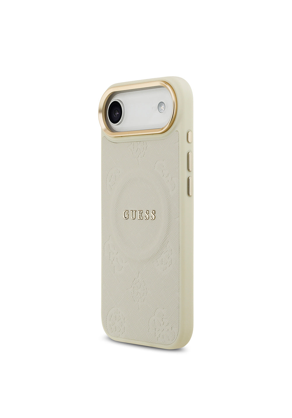 Apple iPhone 17 Air Kılıf Guess Orijinal Lisanslı Manyetik Şarj Uyumlu Sıcak Baskılı Yazı Logolu PU Deri Peony Kapak