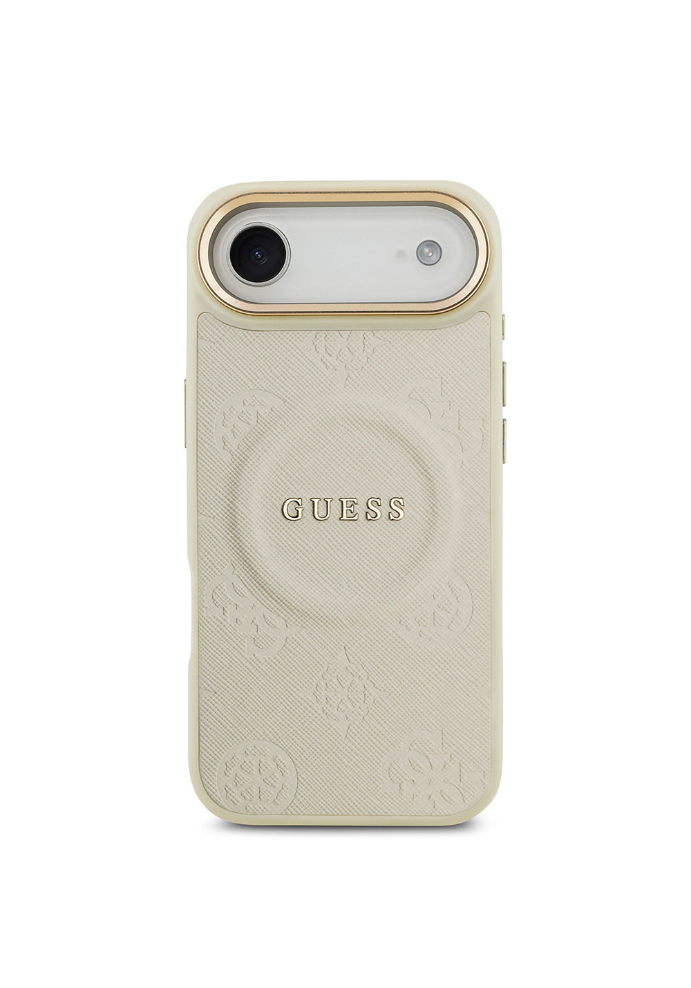 Apple iPhone 17 Air Kılıf Guess Orijinal Lisanslı Manyetik Şarj Uyumlu Sıcak Baskılı Yazı Logolu PU Deri Peony Kapak