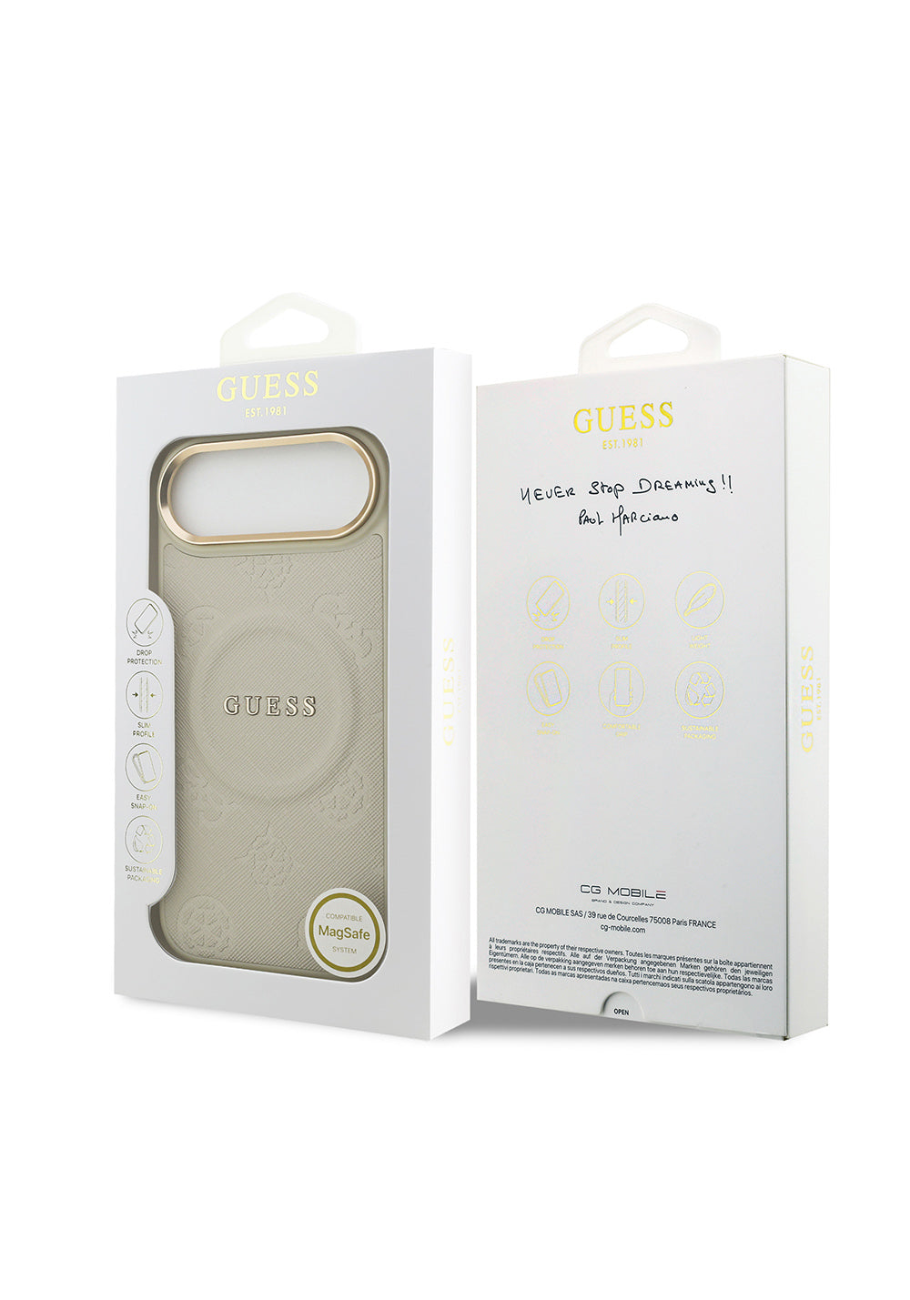 Apple iPhone 17 Air Kılıf Guess Orijinal Lisanslı Manyetik Şarj Uyumlu Sıcak Baskılı Yazı Logolu PU Deri Peony Kapak