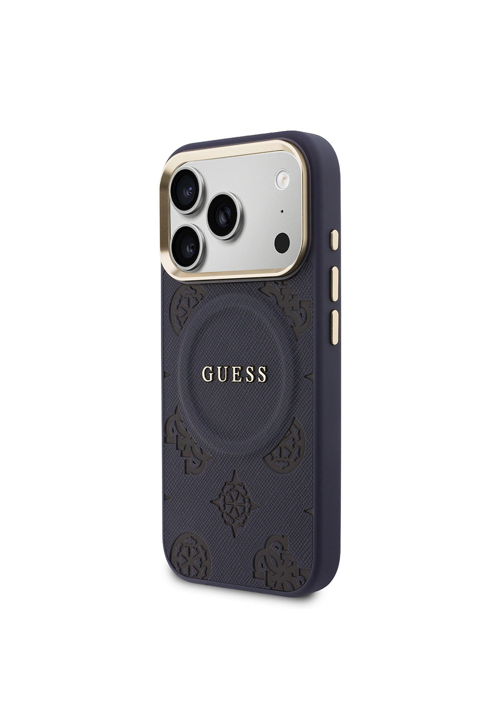 Apple iPhone 17 Pro Kılıf Guess Orijinal Lisanslı Manyetik Şarj Uyumlu Sıcak Baskılı Yazı Logolu PU Deri Peony Kapak