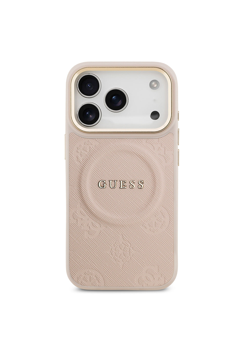 Apple iPhone 17 Pro Kılıf Guess Orijinal Lisanslı Manyetik Şarj Uyumlu Sıcak Baskılı Yazı Logolu PU Deri Peony Kapak