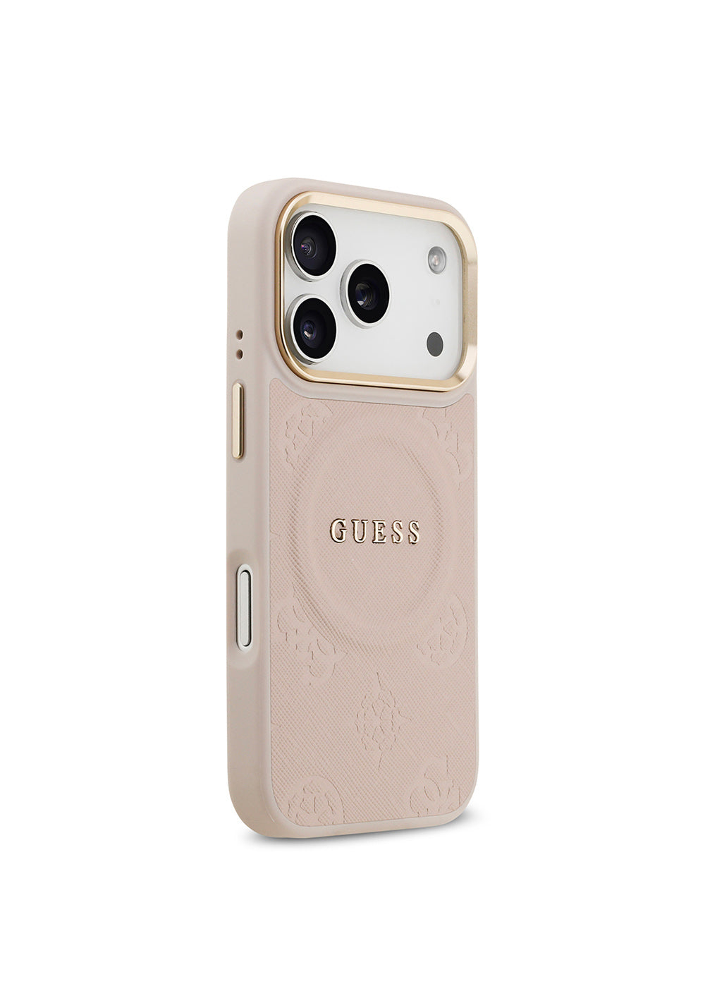 Apple iPhone 17 Pro Kılıf Guess Orijinal Lisanslı Manyetik Şarj Uyumlu Sıcak Baskılı Yazı Logolu PU Deri Peony Kapak