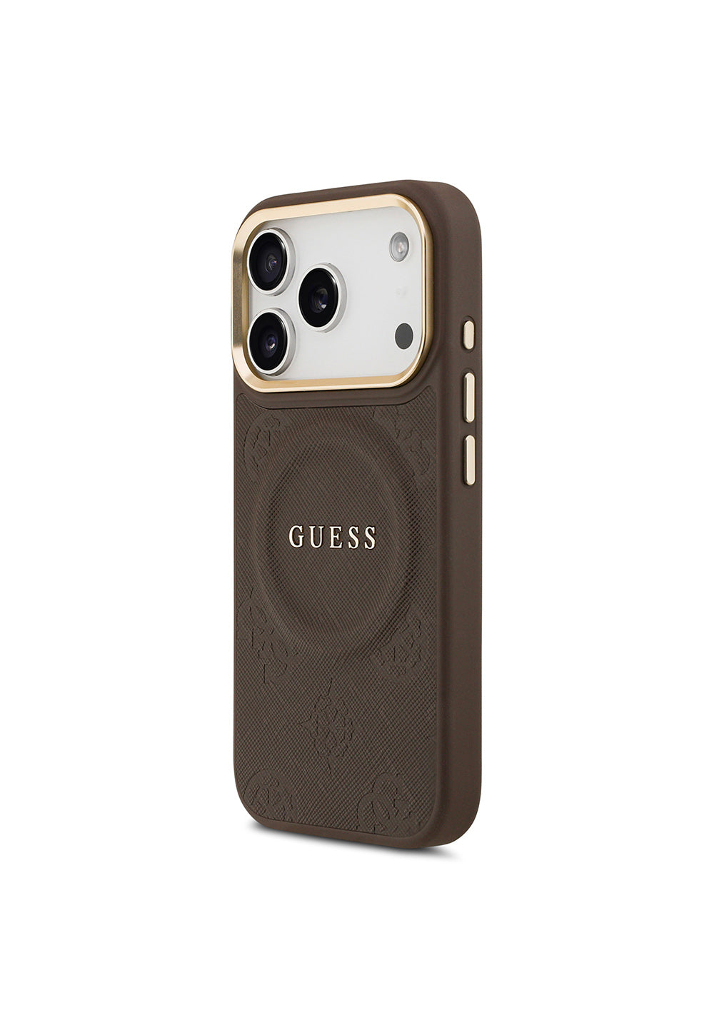 Apple iPhone 17 Pro Kılıf Guess Orijinal Lisanslı Manyetik Şarj Uyumlu Sıcak Baskılı Yazı Logolu PU Deri Peony Kapak