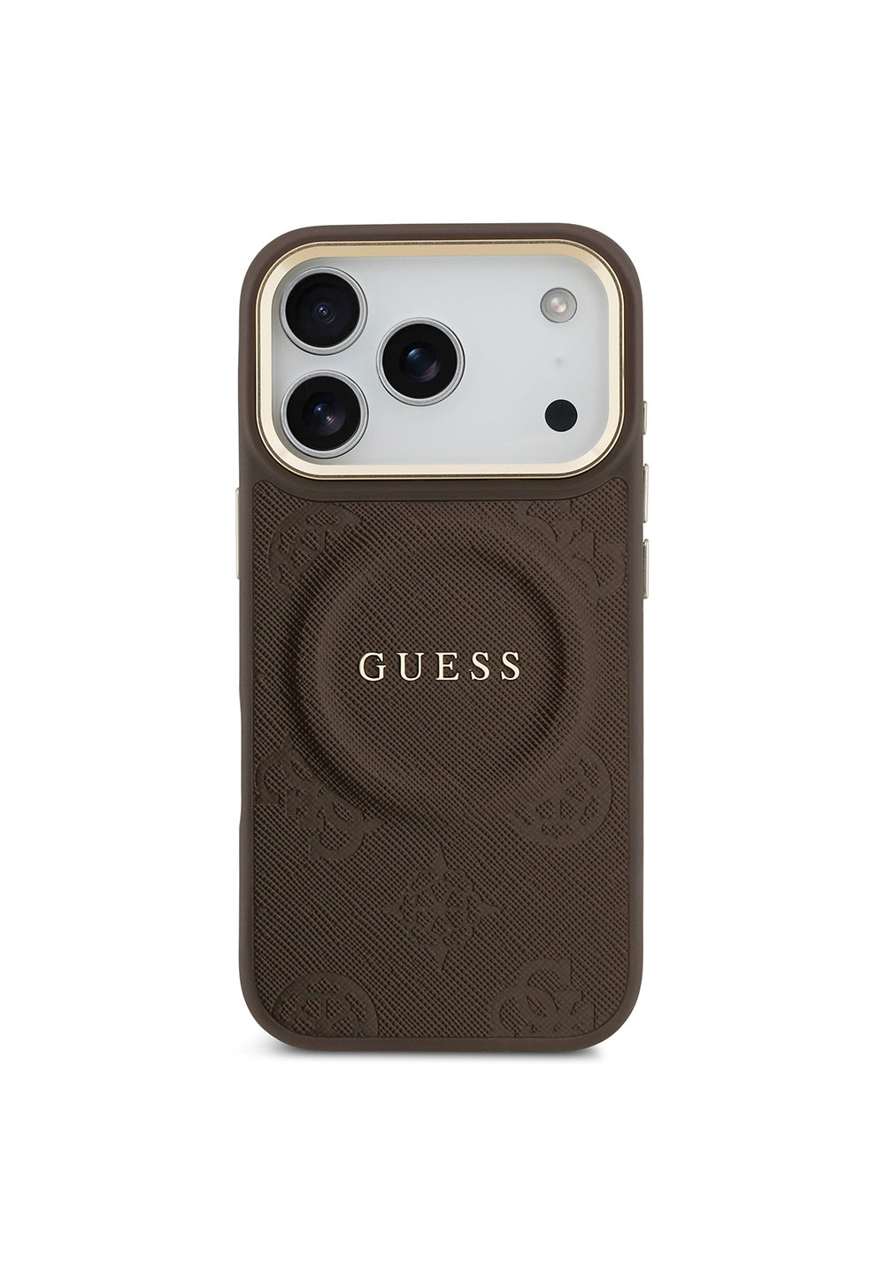 Apple iPhone 17 Pro Kılıf Guess Orijinal Lisanslı Manyetik Şarj Uyumlu Sıcak Baskılı Yazı Logolu PU Deri Peony Kapak
