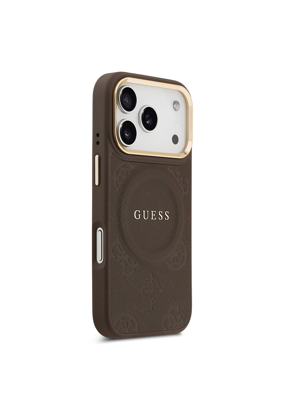 Apple iPhone 17 Pro Kılıf Guess Orijinal Lisanslı Manyetik Şarj Uyumlu Sıcak Baskılı Yazı Logolu PU Deri Peony Kapak