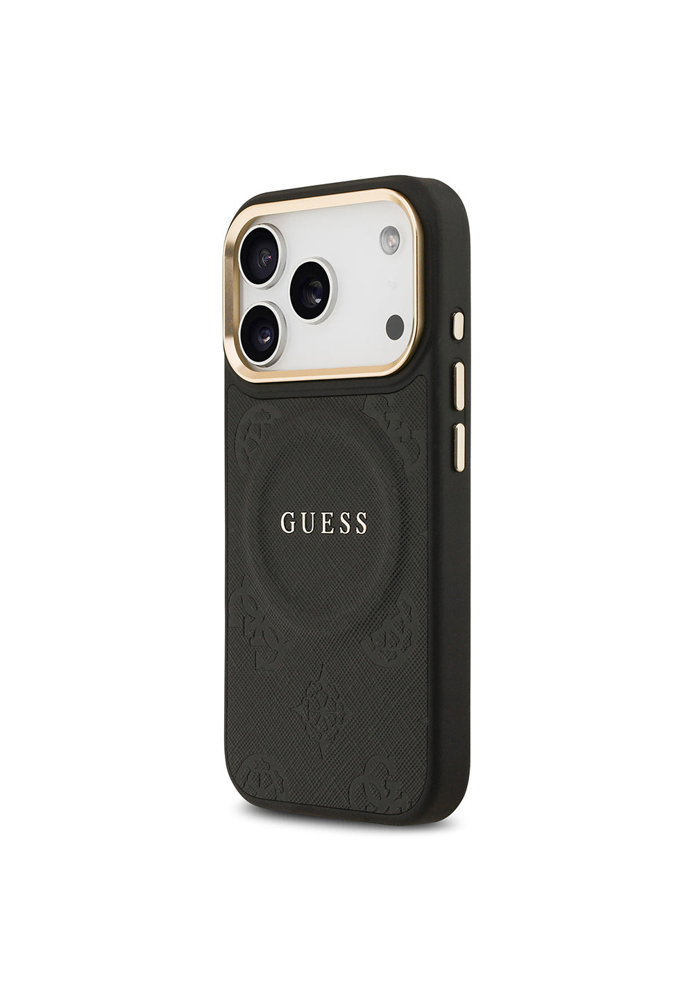Apple iPhone 17 Pro Kılıf Guess Orijinal Lisanslı Manyetik Şarj Uyumlu Sıcak Baskılı Yazı Logolu PU Deri Peony Kapak