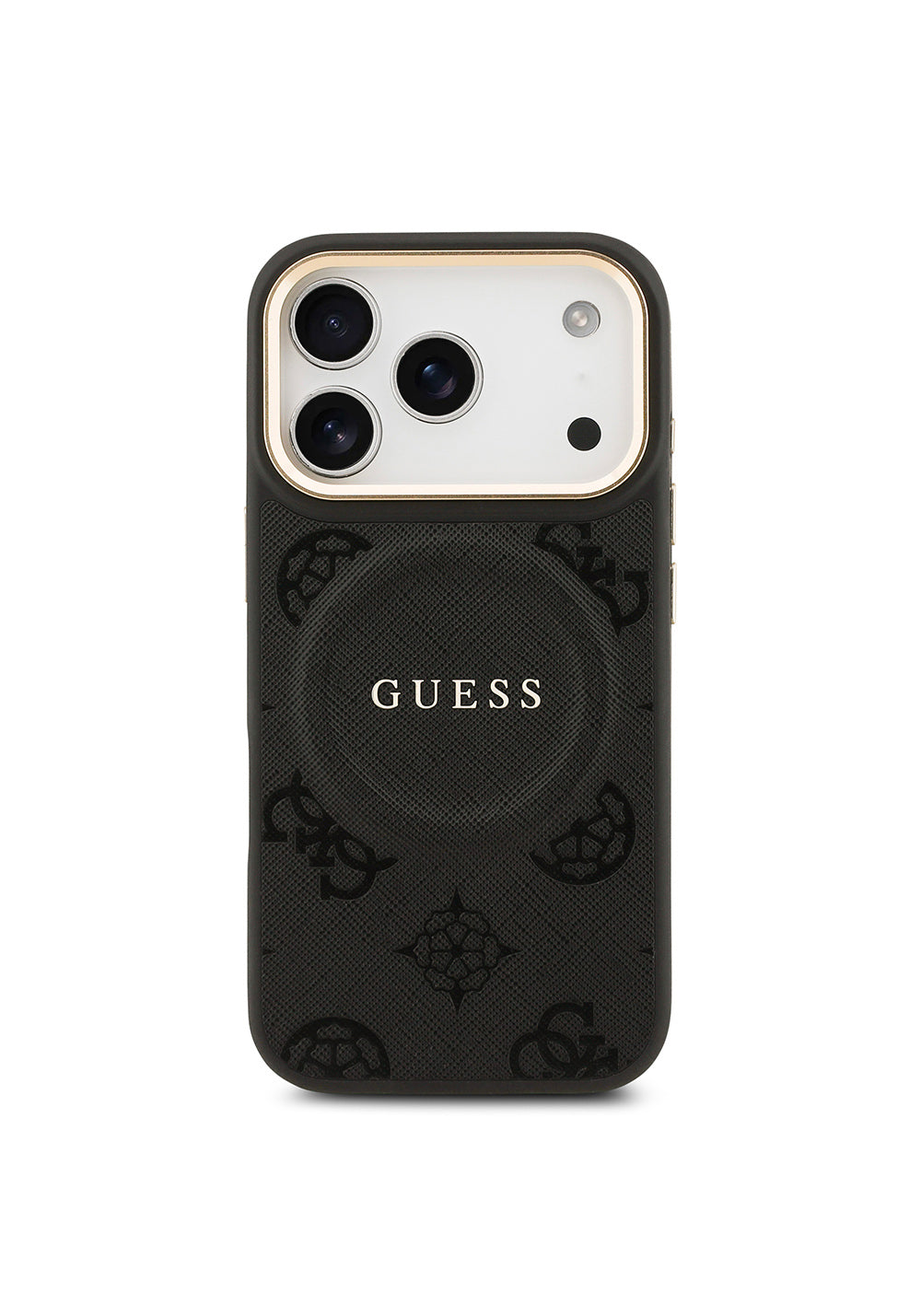 Apple iPhone 17 Pro Kılıf Guess Orijinal Lisanslı Manyetik Şarj Uyumlu Sıcak Baskılı Yazı Logolu PU Deri Peony Kapak
