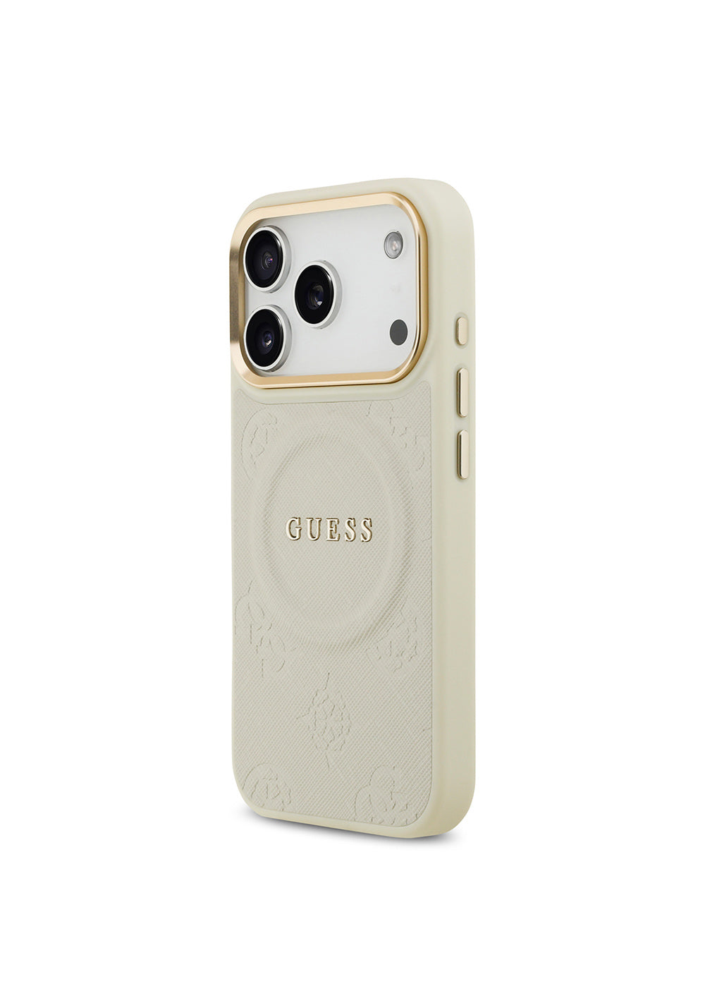 Apple iPhone 17 Pro Kılıf Guess Orijinal Lisanslı Manyetik Şarj Uyumlu Sıcak Baskılı Yazı Logolu PU Deri Peony Kapak
