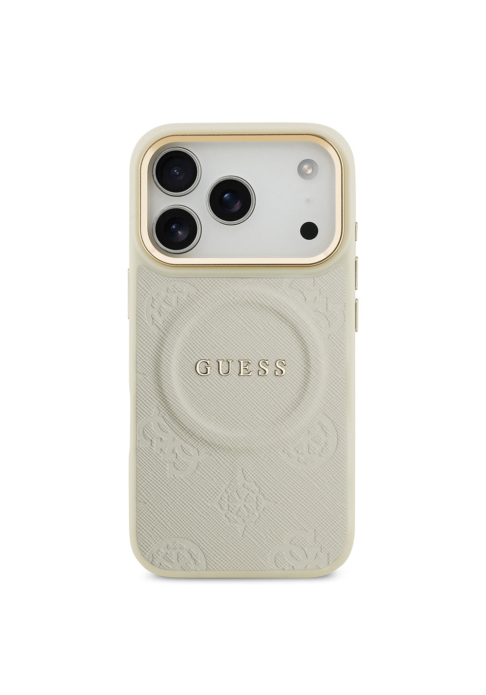 Apple iPhone 17 Pro Kılıf Guess Orijinal Lisanslı Manyetik Şarj Uyumlu Sıcak Baskılı Yazı Logolu PU Deri Peony Kapak