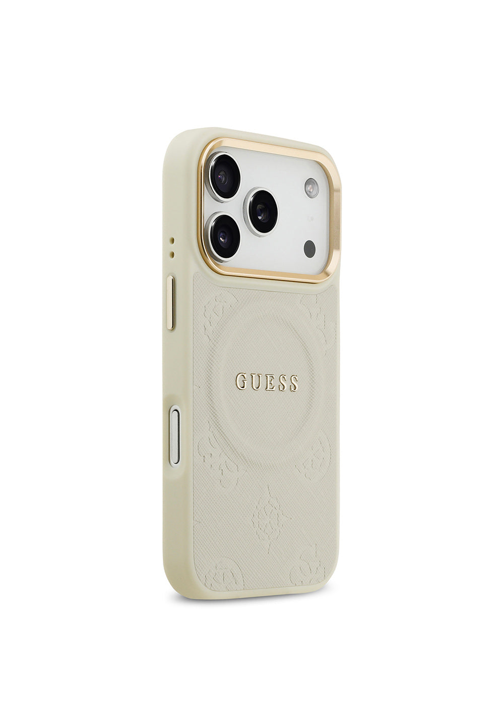 Apple iPhone 17 Pro Kılıf Guess Orijinal Lisanslı Manyetik Şarj Uyumlu Sıcak Baskılı Yazı Logolu PU Deri Peony Kapak