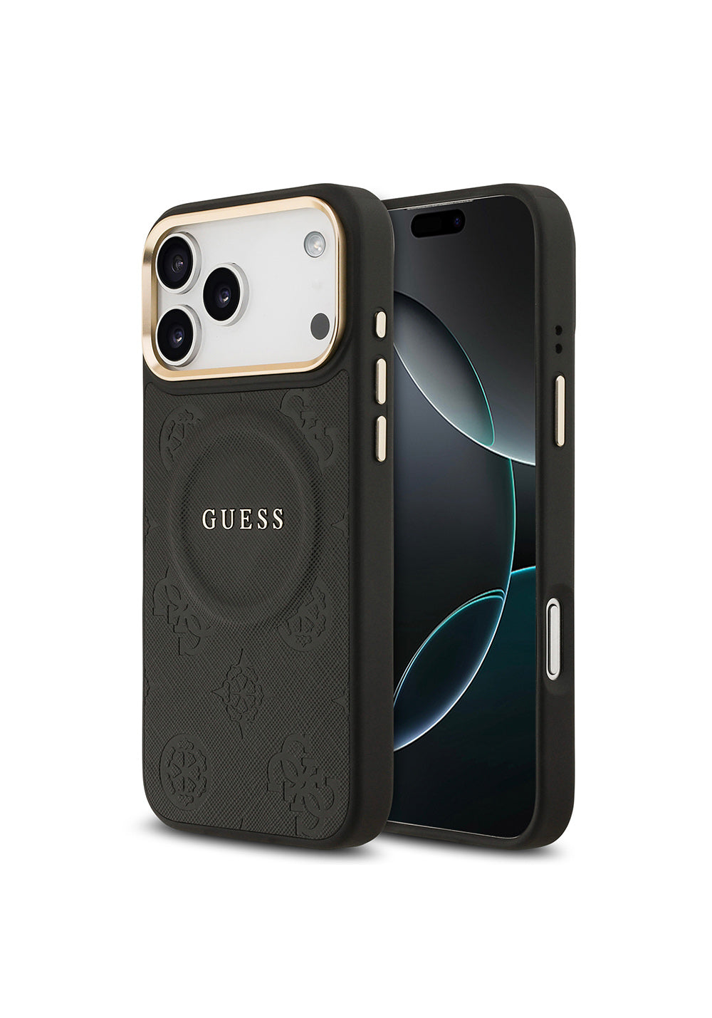 Apple iPhone 17 Pro Max Kılıf Guess Orijinal Lisanslı Manyetik Şarj Uyumlu Sıcak Baskılı Yazı Logolu PU Deri Peony Kapak