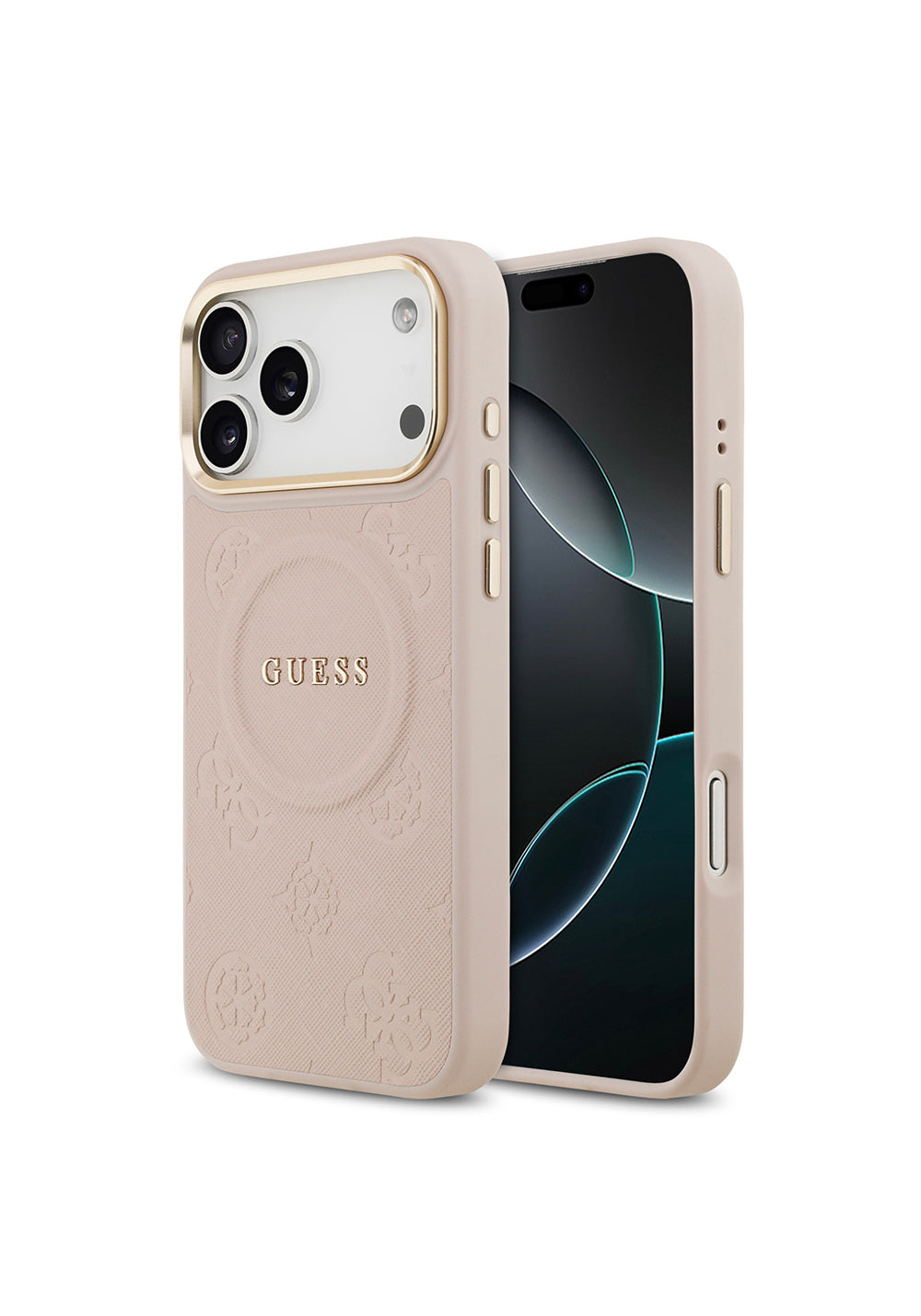 Apple iPhone 17 Pro Max Kılıf Guess Orijinal Lisanslı Manyetik Şarj Uyumlu Sıcak Baskılı Yazı Logolu PU Deri Peony Kapak