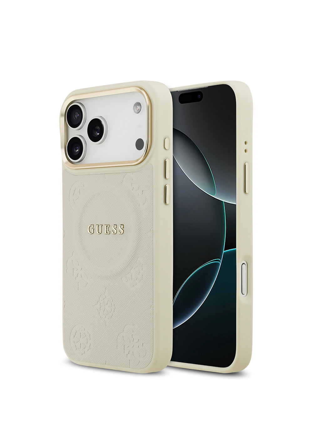 Apple iPhone 17 Pro Max Kılıf Guess Orijinal Lisanslı Manyetik Şarj Uyumlu Sıcak Baskılı Yazı Logolu PU Deri Peony Kapak