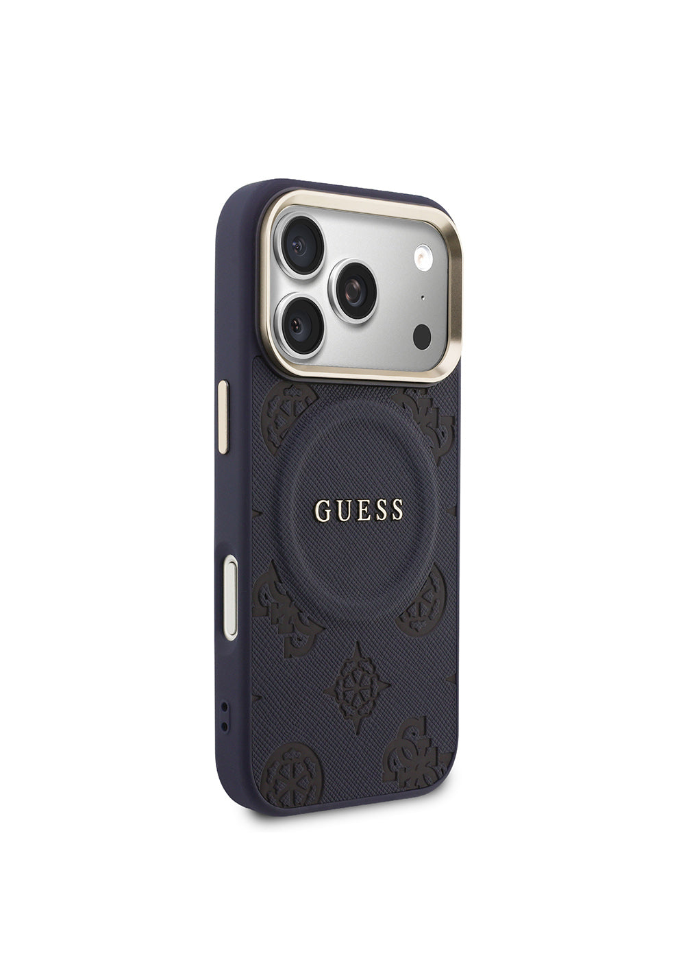 Apple iPhone 17 Pro Max Kılıf Guess Orijinal Lisanslı Manyetik Şarj Uyumlu Sıcak Baskılı Yazı Logolu PU Deri Peony Kapak