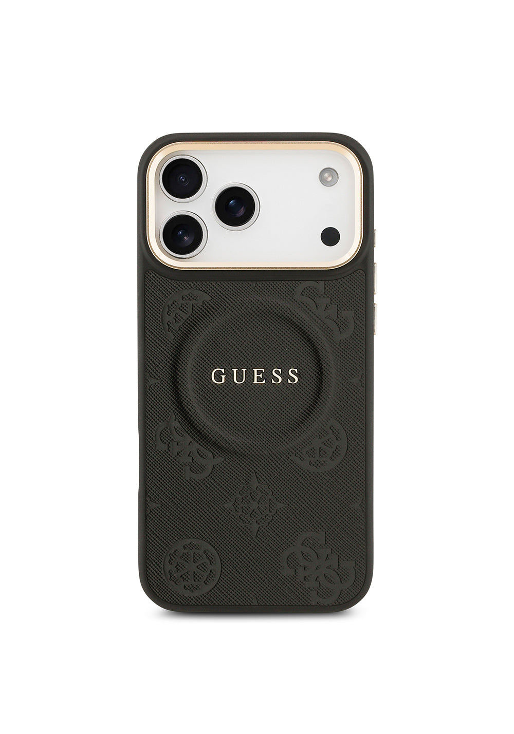 Apple iPhone 17 Pro Max Kılıf Guess Orijinal Lisanslı Manyetik Şarj Uyumlu Sıcak Baskılı Yazı Logolu PU Deri Peony Kapak