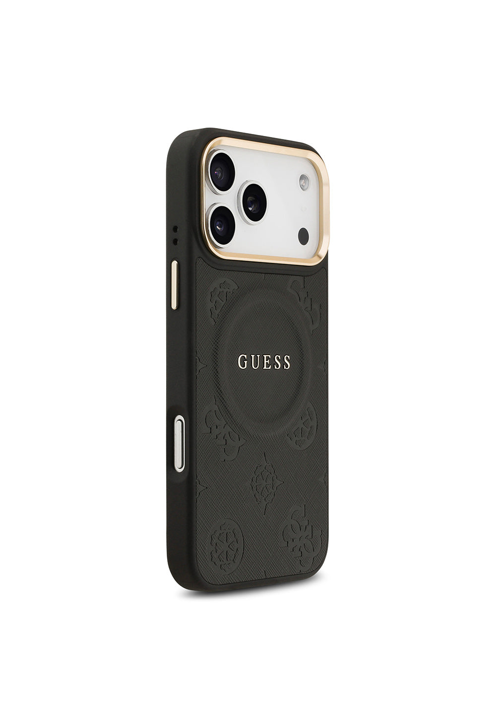 Apple iPhone 17 Pro Max Kılıf Guess Orijinal Lisanslı Manyetik Şarj Uyumlu Sıcak Baskılı Yazı Logolu PU Deri Peony Kapak