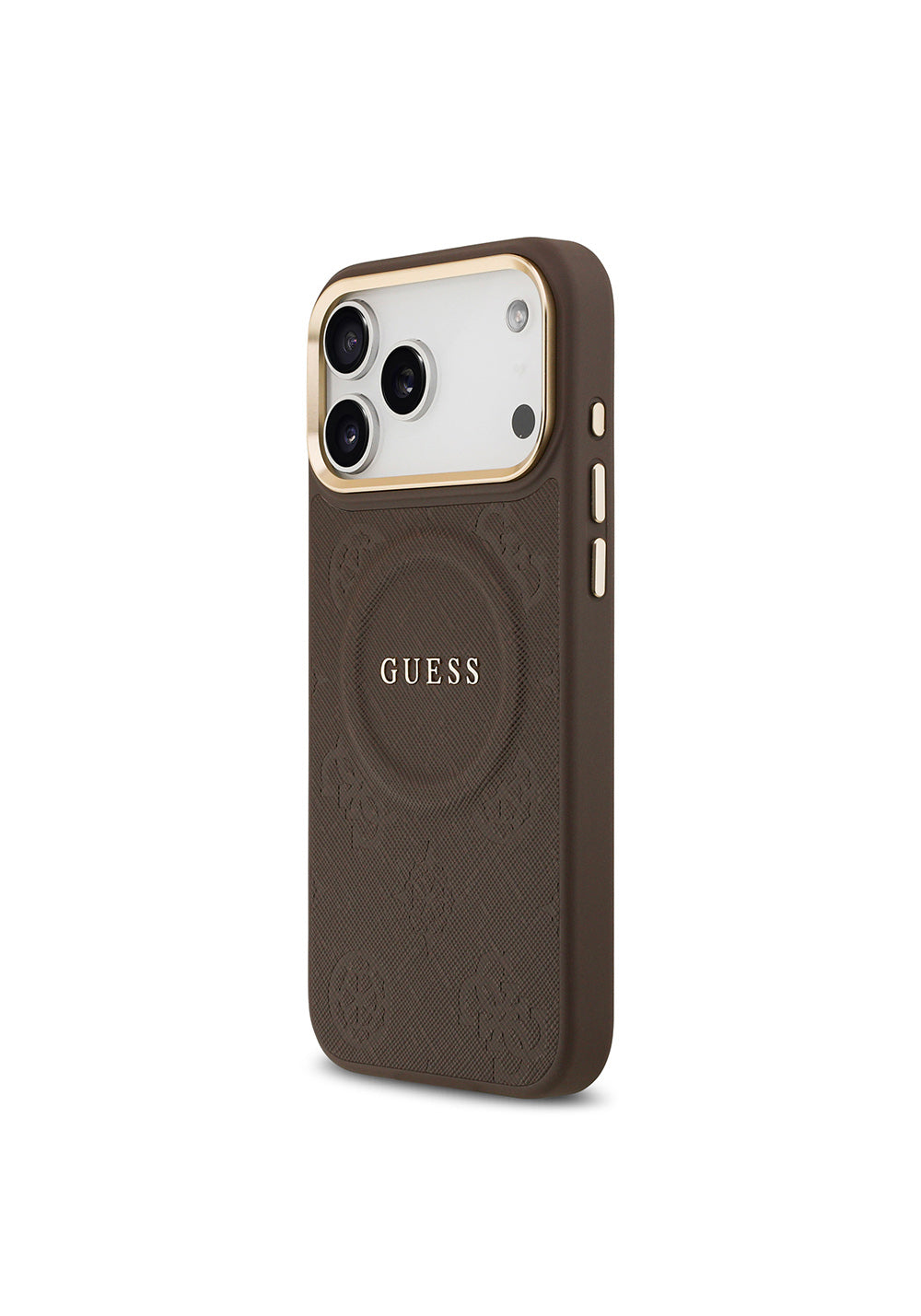 Apple iPhone 17 Pro Max Kılıf Guess Orijinal Lisanslı Manyetik Şarj Uyumlu Sıcak Baskılı Yazı Logolu PU Deri Peony Kapak