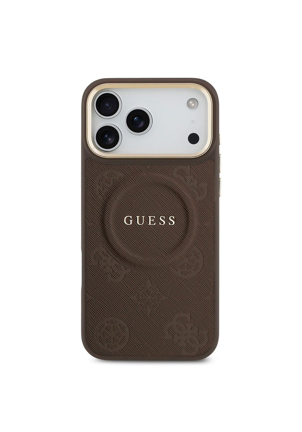 Apple iPhone 17 Pro Max Kılıf Guess Orijinal Lisanslı Manyetik Şarj Uyumlu Sıcak Baskılı Yazı Logolu PU Deri Peony Kapak