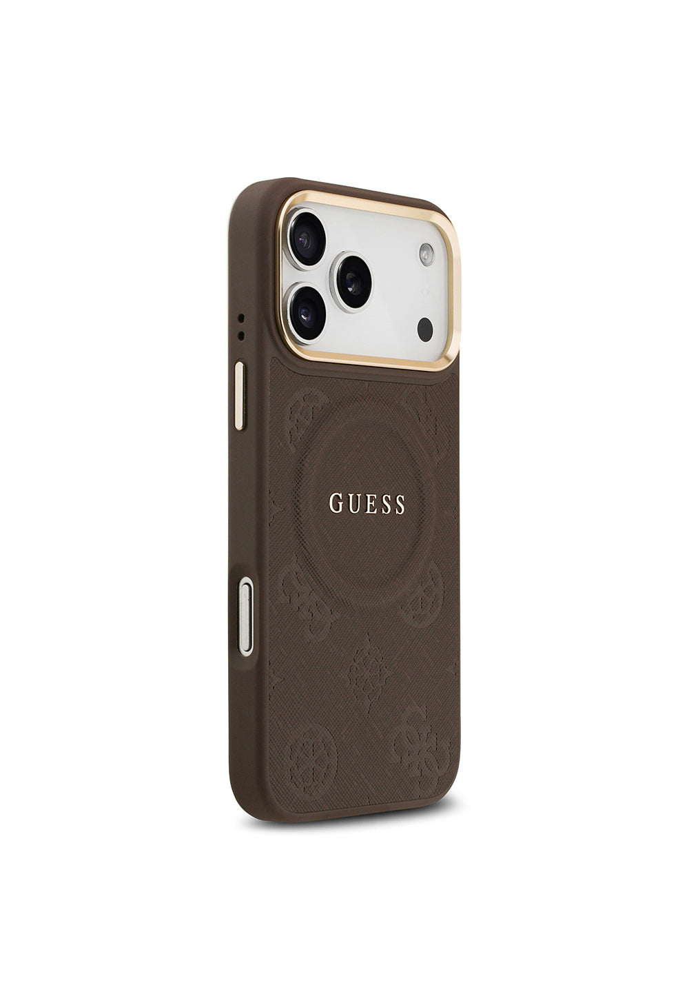 Apple iPhone 17 Pro Max Kılıf Guess Orijinal Lisanslı Manyetik Şarj Uyumlu Sıcak Baskılı Yazı Logolu PU Deri Peony Kapak
