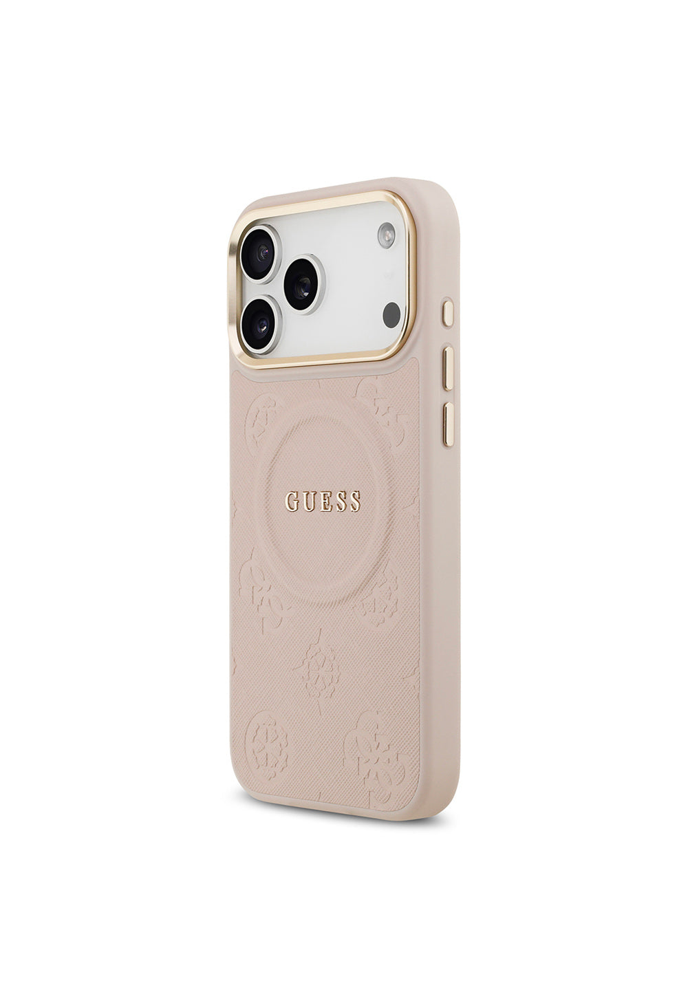 Apple iPhone 17 Pro Max Kılıf Guess Orijinal Lisanslı Manyetik Şarj Uyumlu Sıcak Baskılı Yazı Logolu PU Deri Peony Kapak