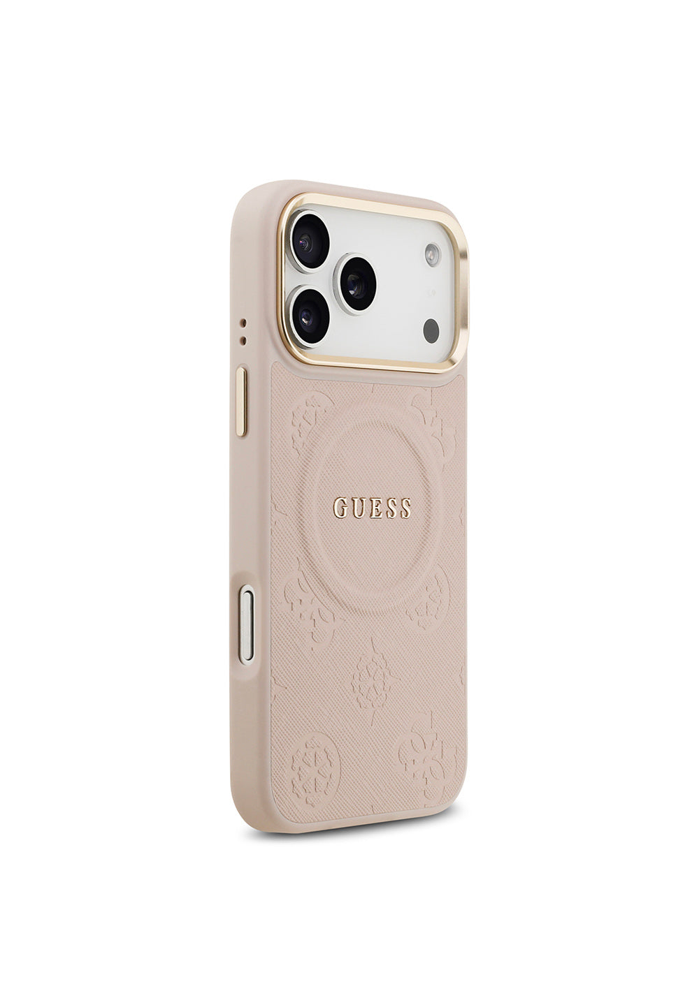 Apple iPhone 17 Pro Max Kılıf Guess Orijinal Lisanslı Manyetik Şarj Uyumlu Sıcak Baskılı Yazı Logolu PU Deri Peony Kapak