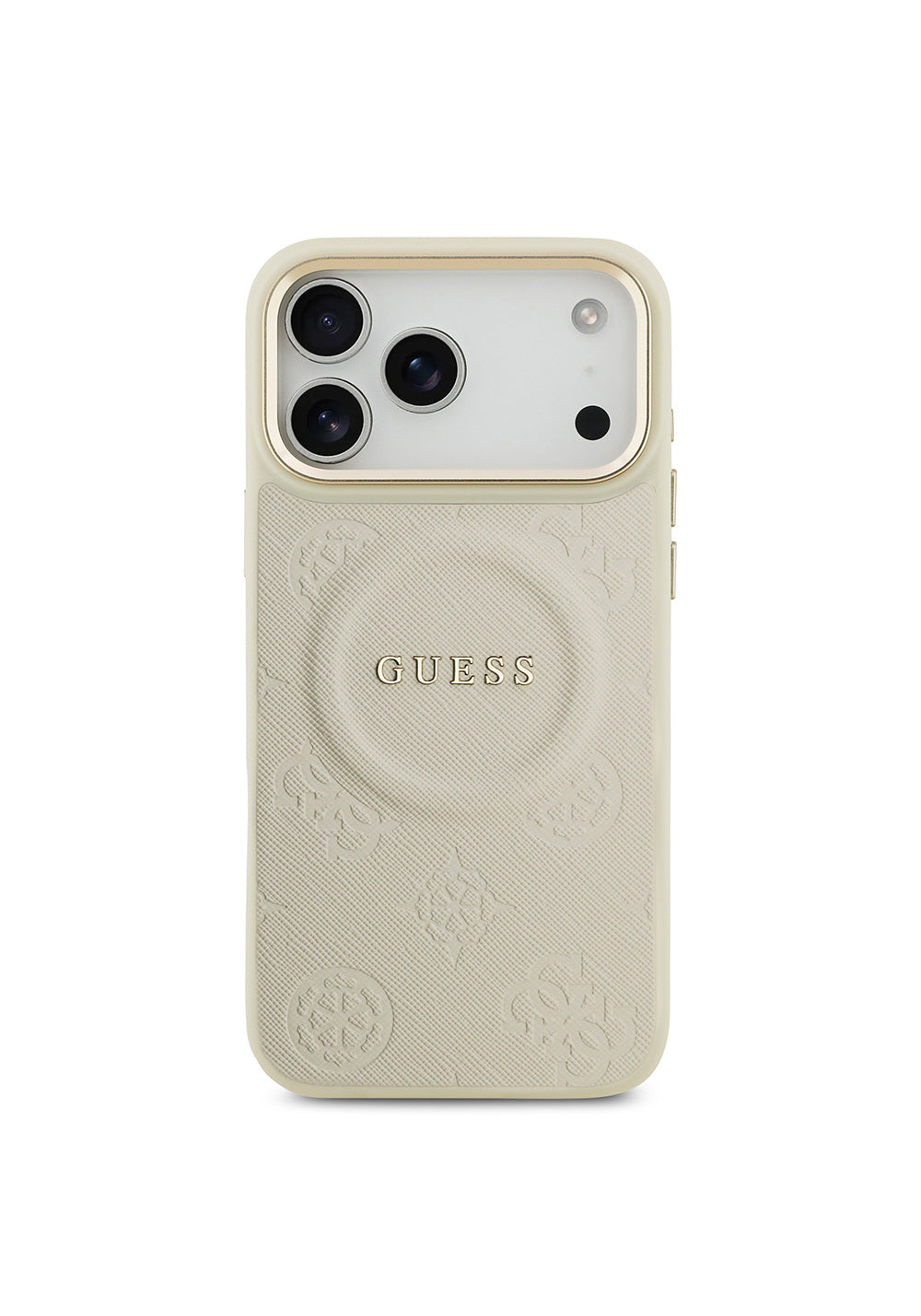 Apple iPhone 17 Pro Max Kılıf Guess Orijinal Lisanslı Manyetik Şarj Uyumlu Sıcak Baskılı Yazı Logolu PU Deri Peony Kapak