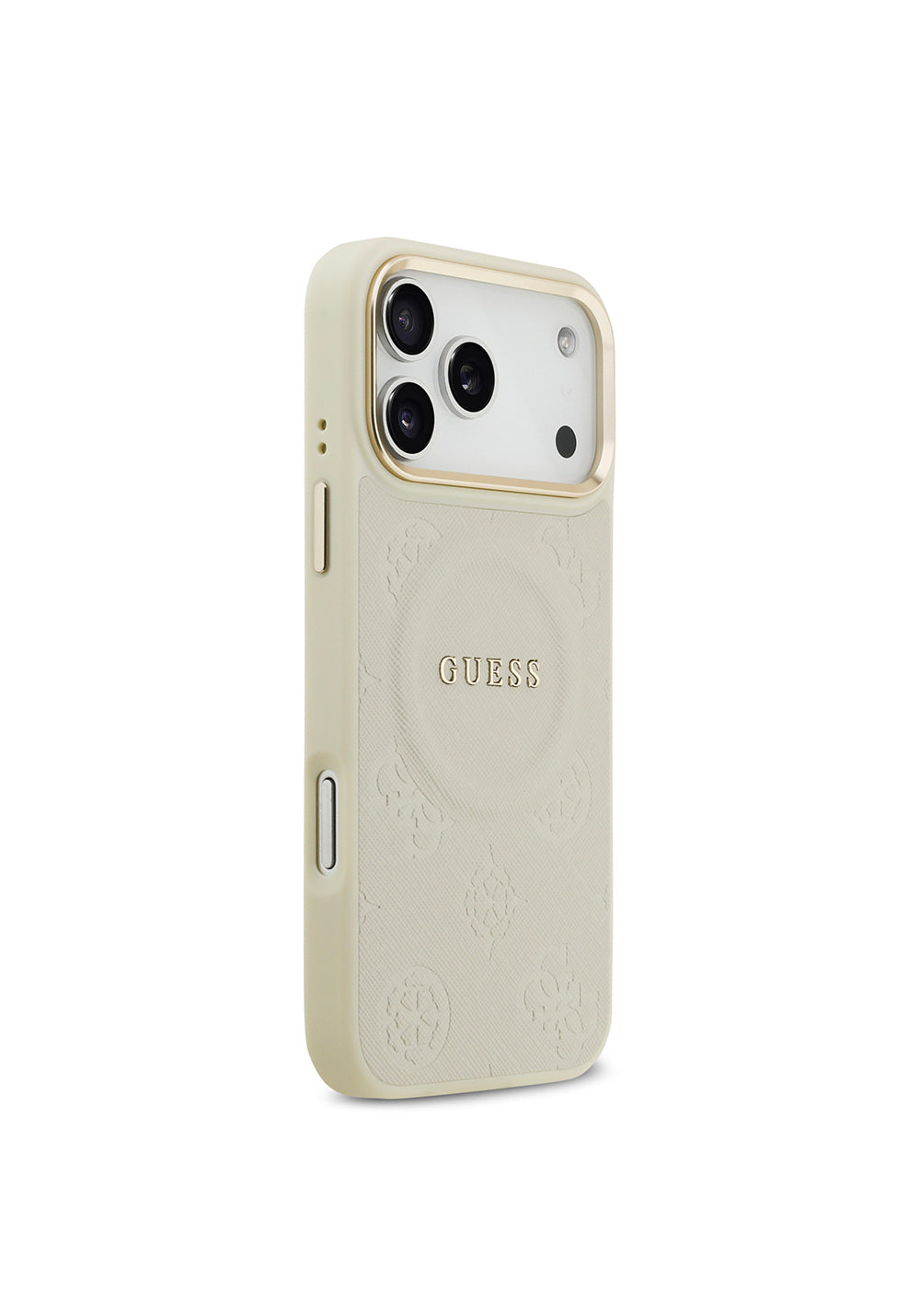 Apple iPhone 17 Pro Max Kılıf Guess Orijinal Lisanslı Manyetik Şarj Uyumlu Sıcak Baskılı Yazı Logolu PU Deri Peony Kapak