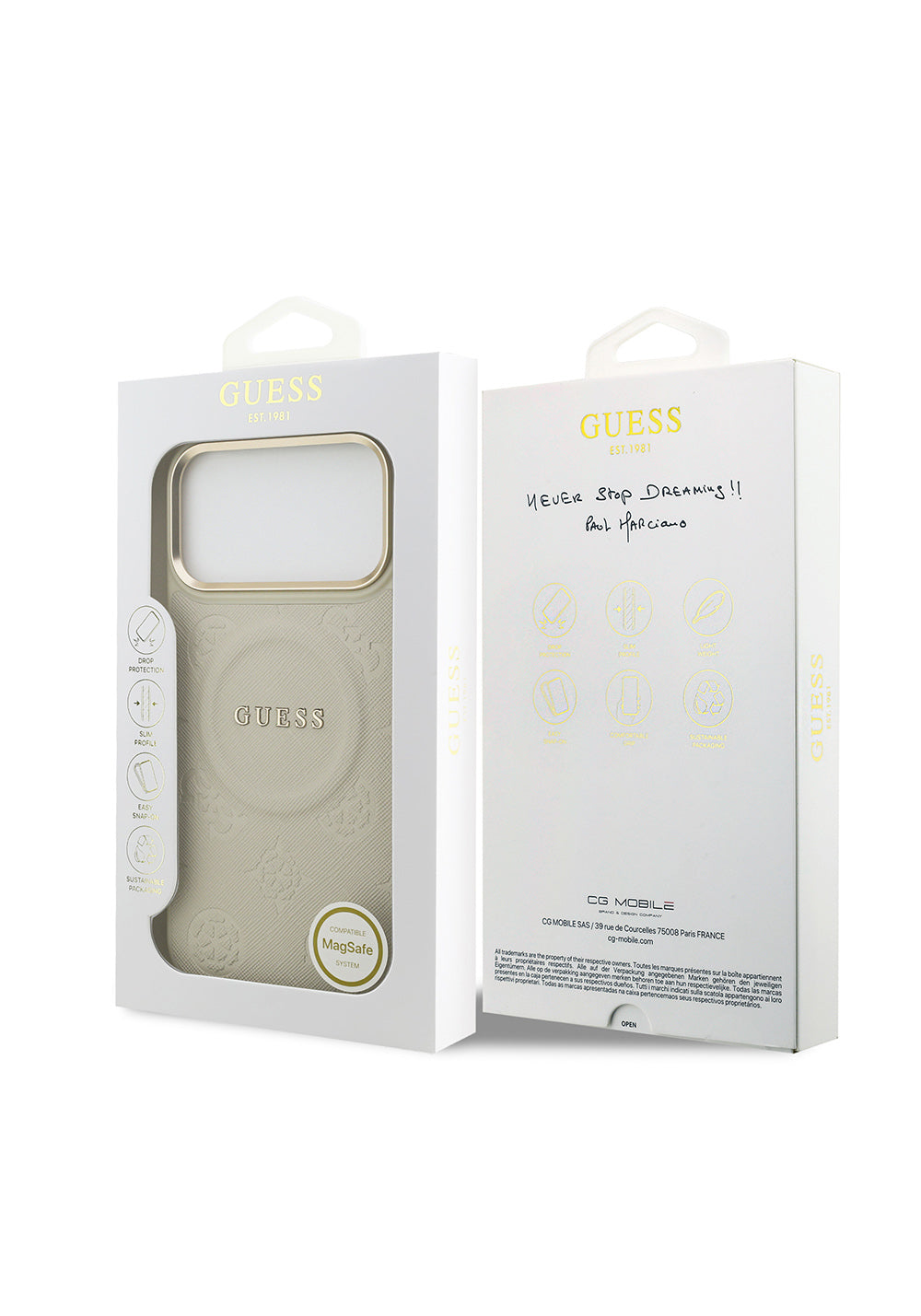 Apple iPhone 17 Pro Max Kılıf Guess Orijinal Lisanslı Manyetik Şarj Uyumlu Sıcak Baskılı Yazı Logolu PU Deri Peony Kapak