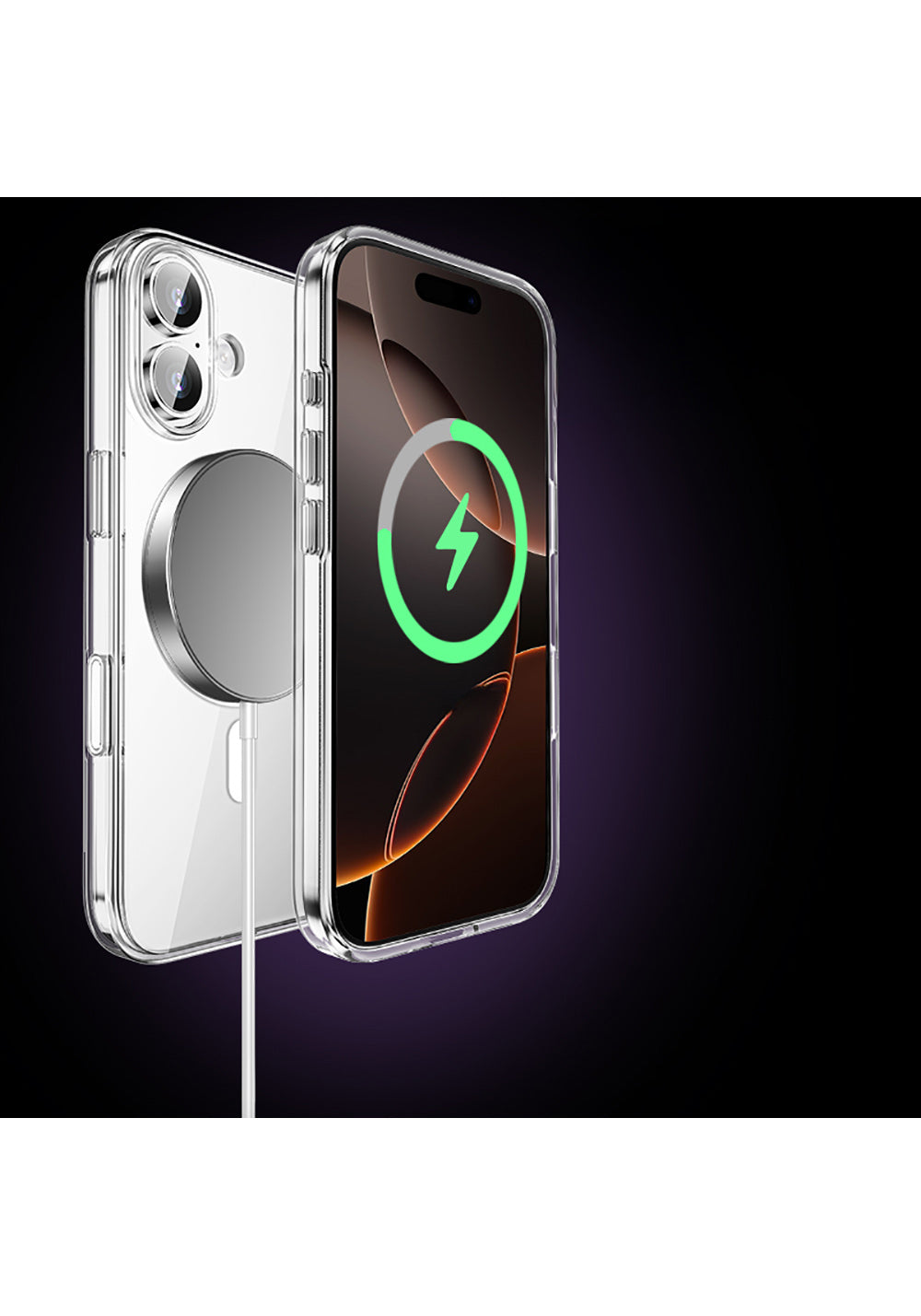 Apple iPhone 17 Kılıf Manyetik Şarj Uyumlu Transparan Sert PC Wlons Pita Kapak